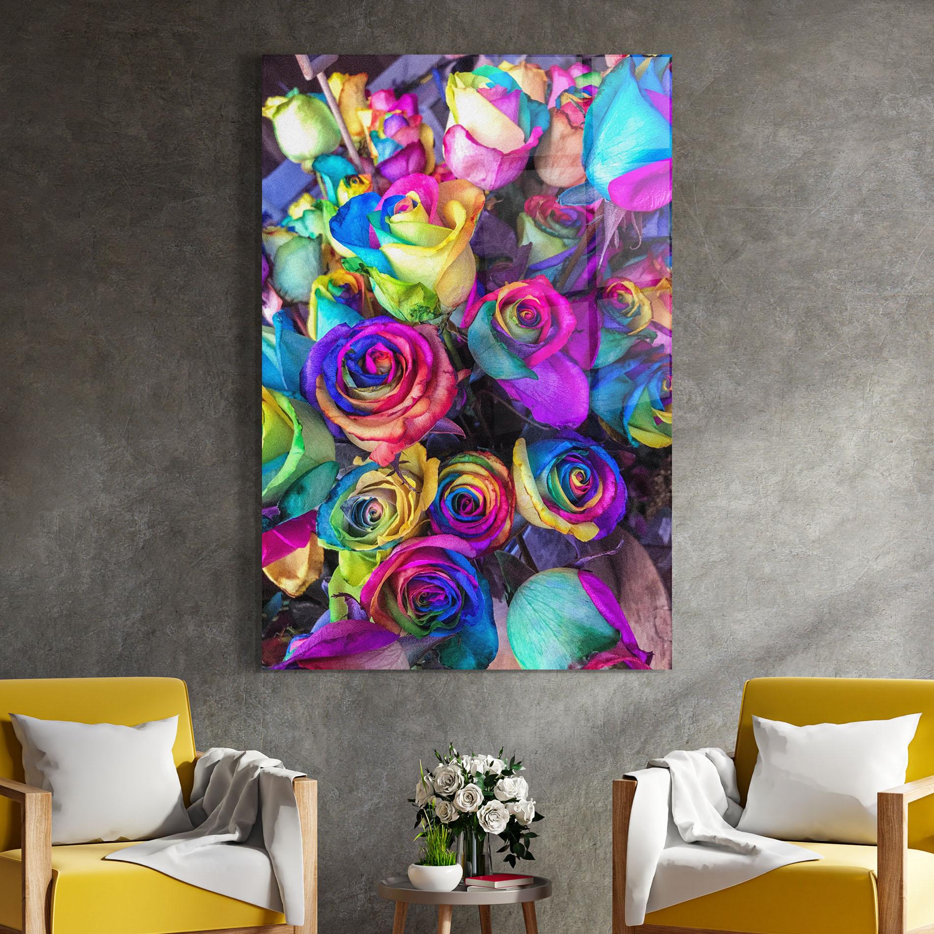 Tablou Sticla Collorfull Flowers mockup 4