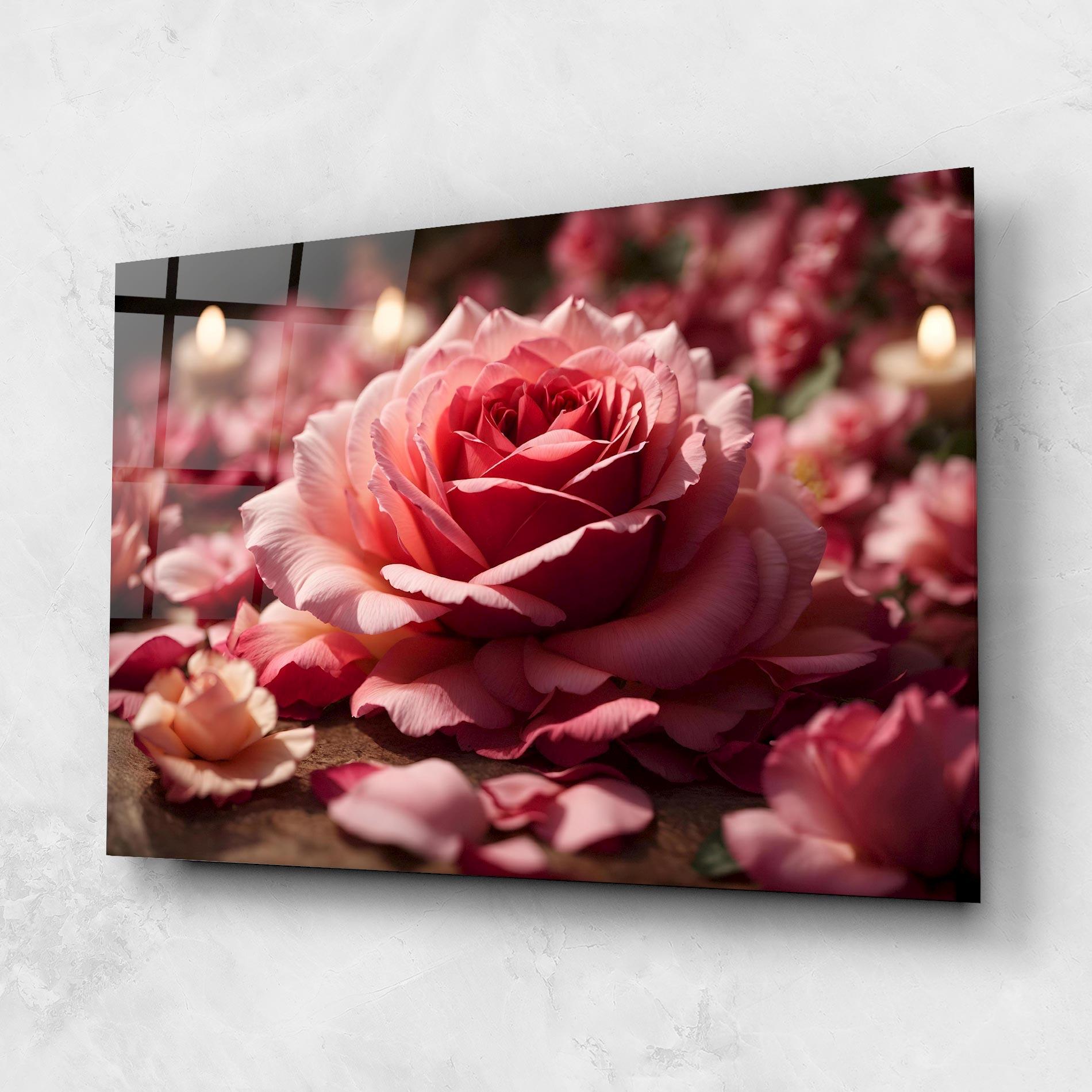 Tablou Sticla Big Pink Rose mockup 1