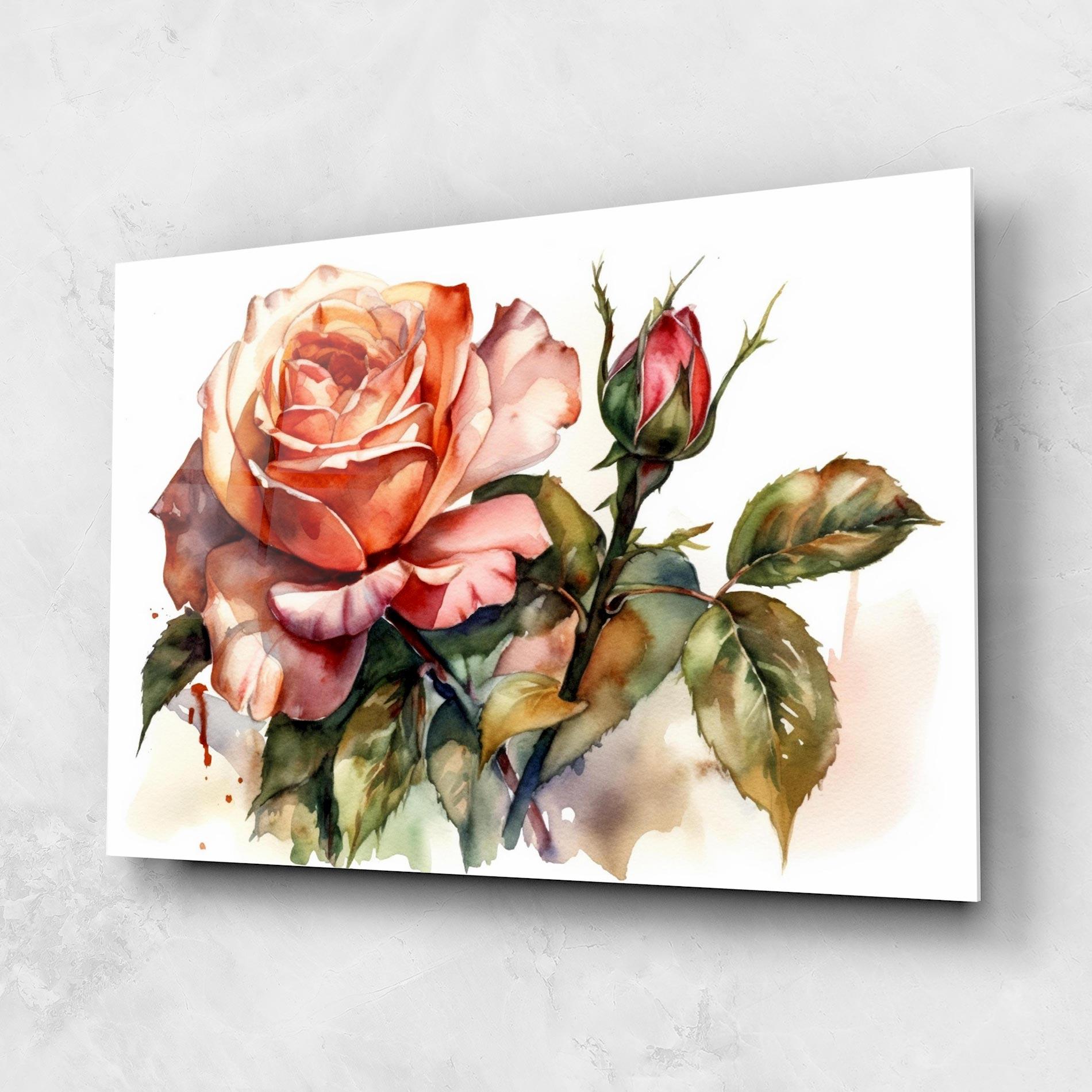 Tablou Sticla Big Rose Painted mockup 1