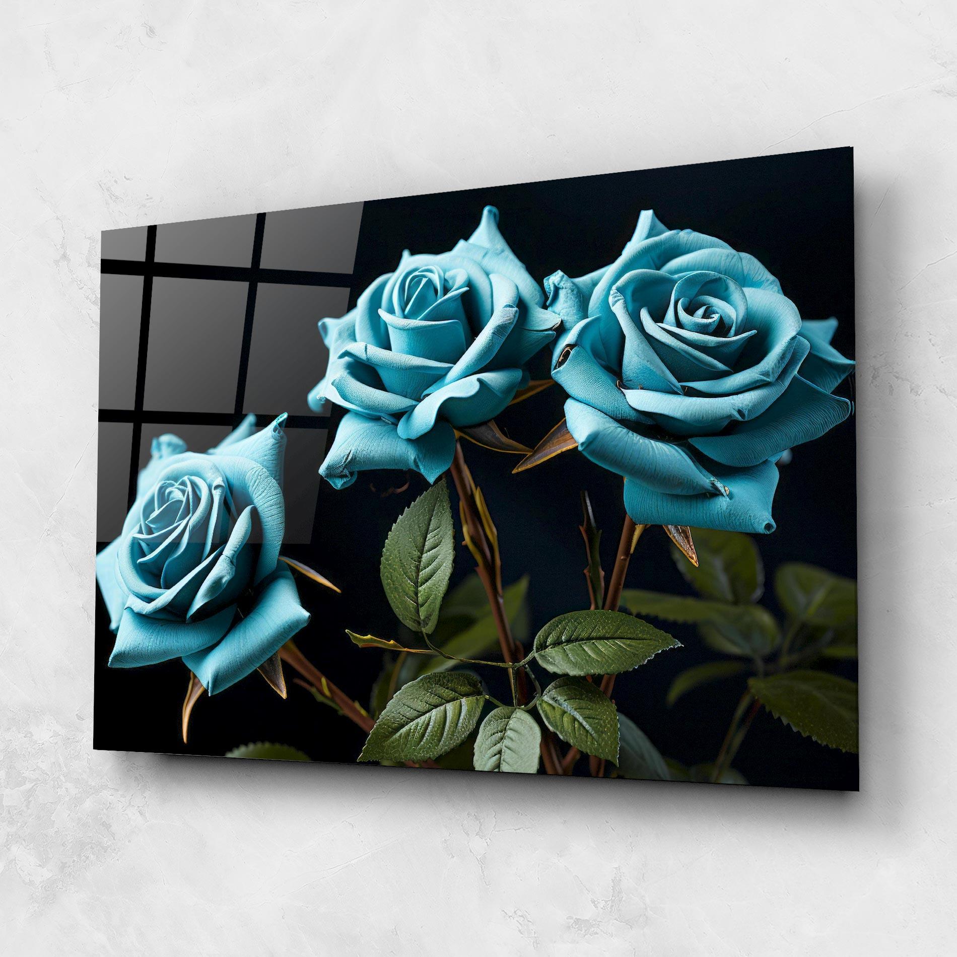 Tablou Sticla Blue Roses mockup 1