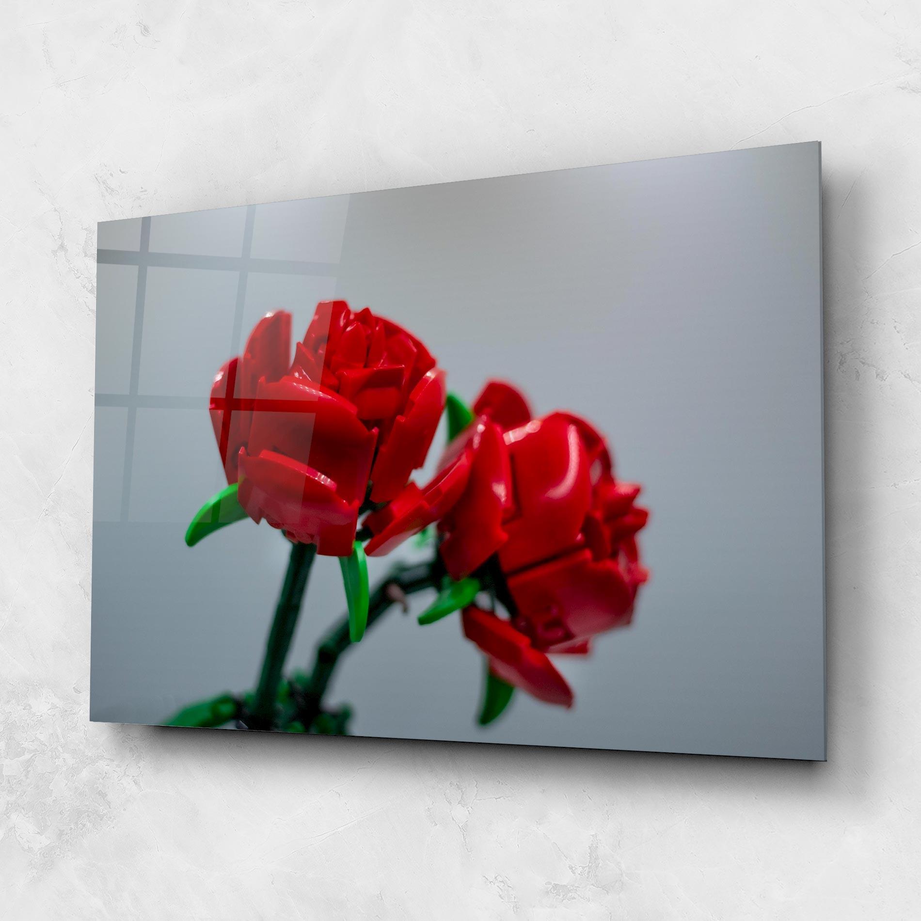 Tablou Sticla Lego Red Roses mockup 1