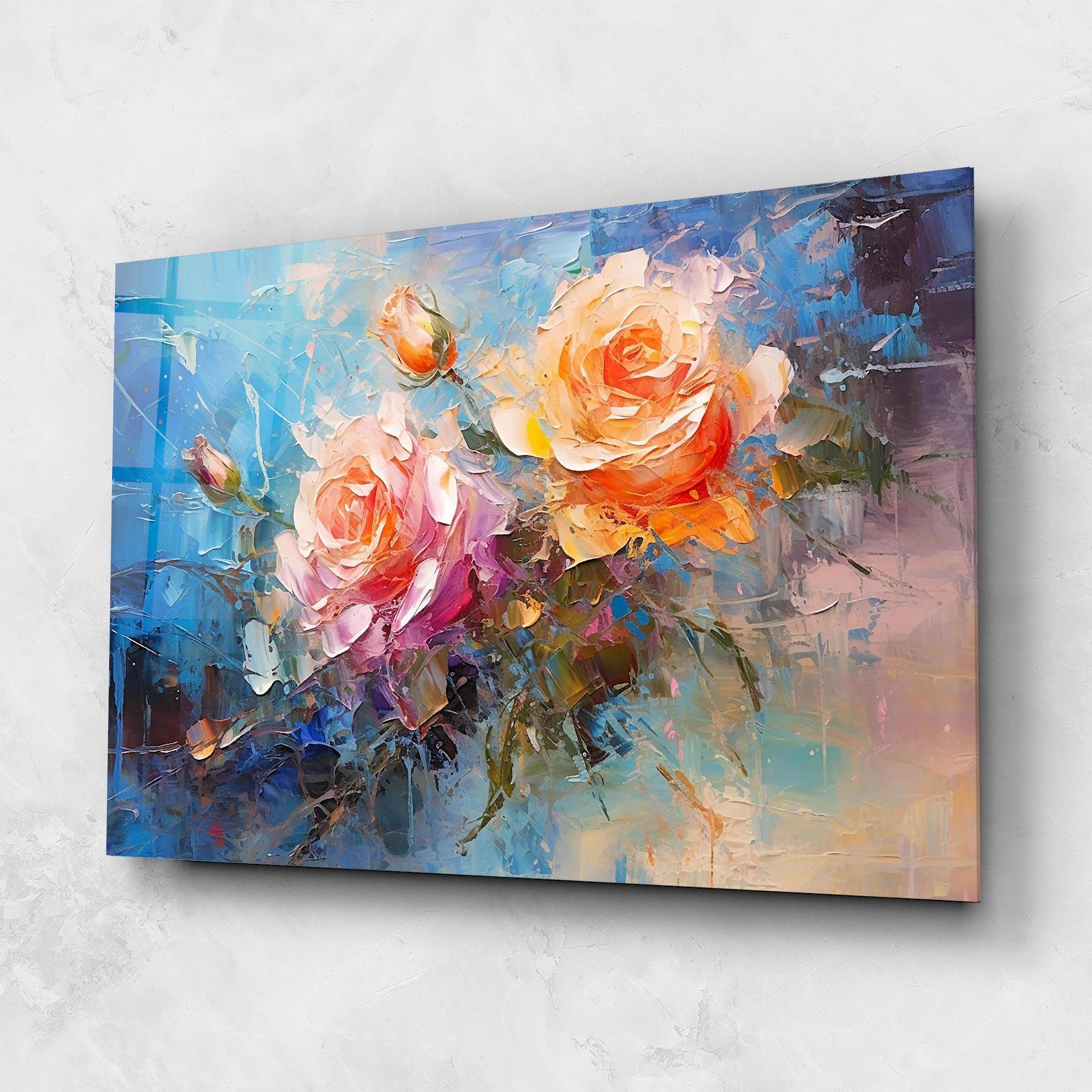 Tablou Sticla Light Orange Rose Painting mockup 1