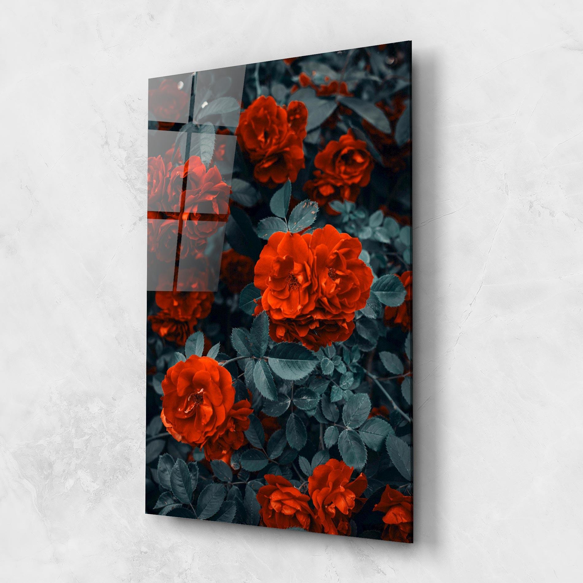 Tablou Sticla Bright Red Rose mockup 1