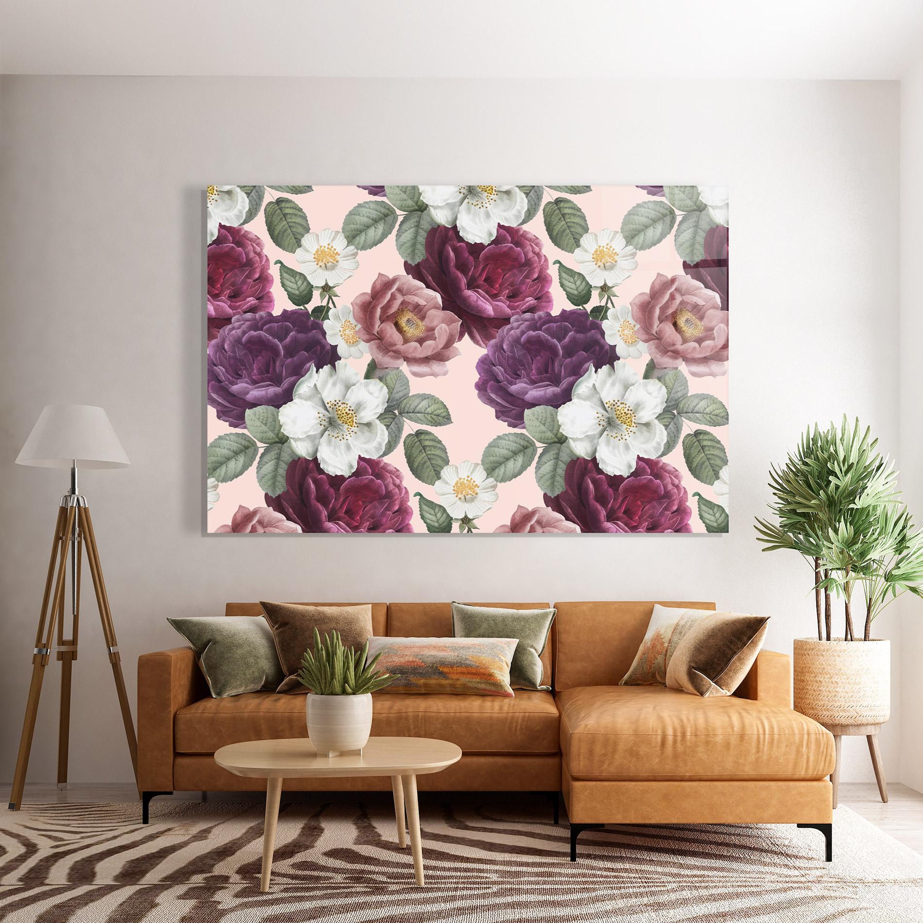 Tablou Sticla Amestec Flori mockup 7