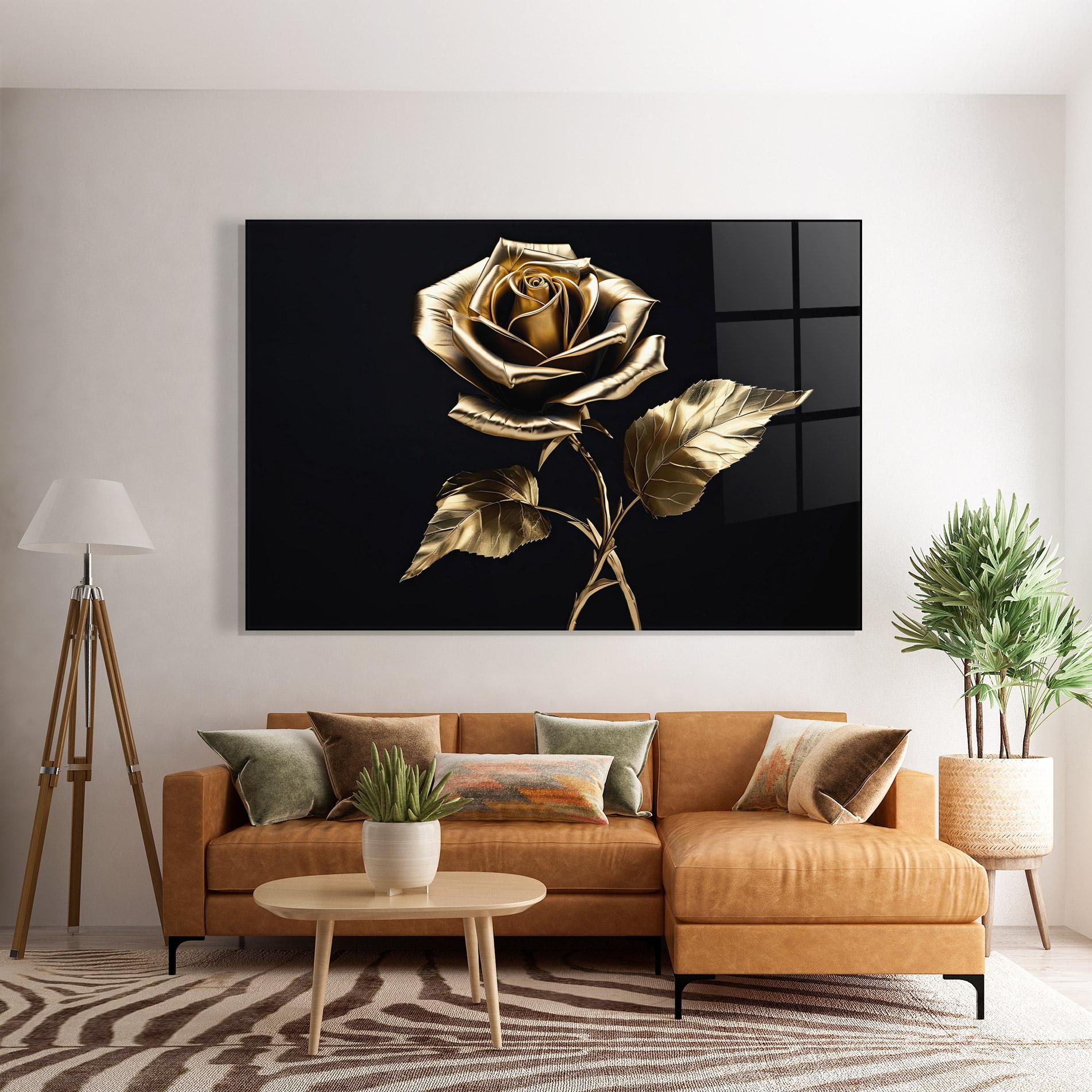 Tablou Sticla Beautiful Golden Rose mockup 7