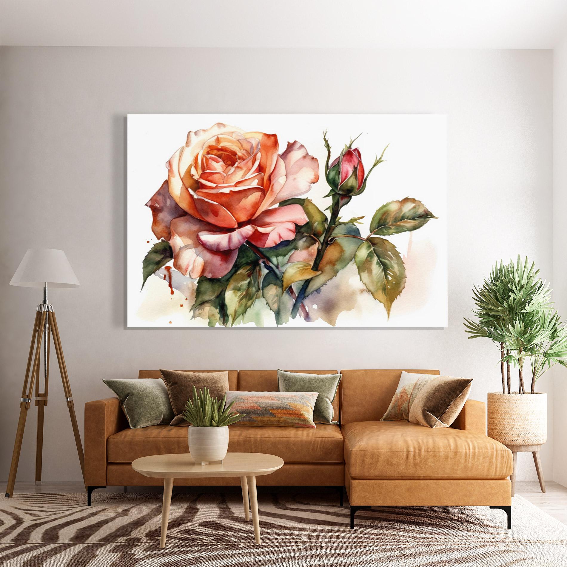 Tablou Sticla Big Rose Painted mockup 7