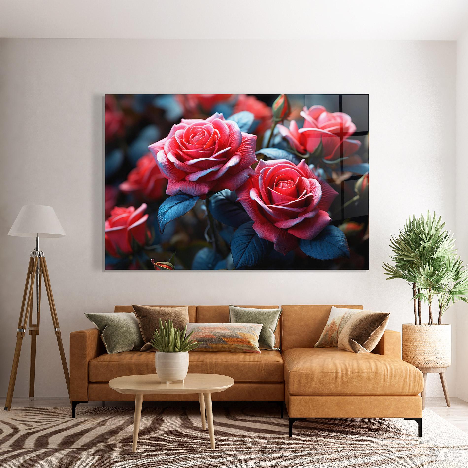 Tablou Sticla Dark Pink Rose mockup 7