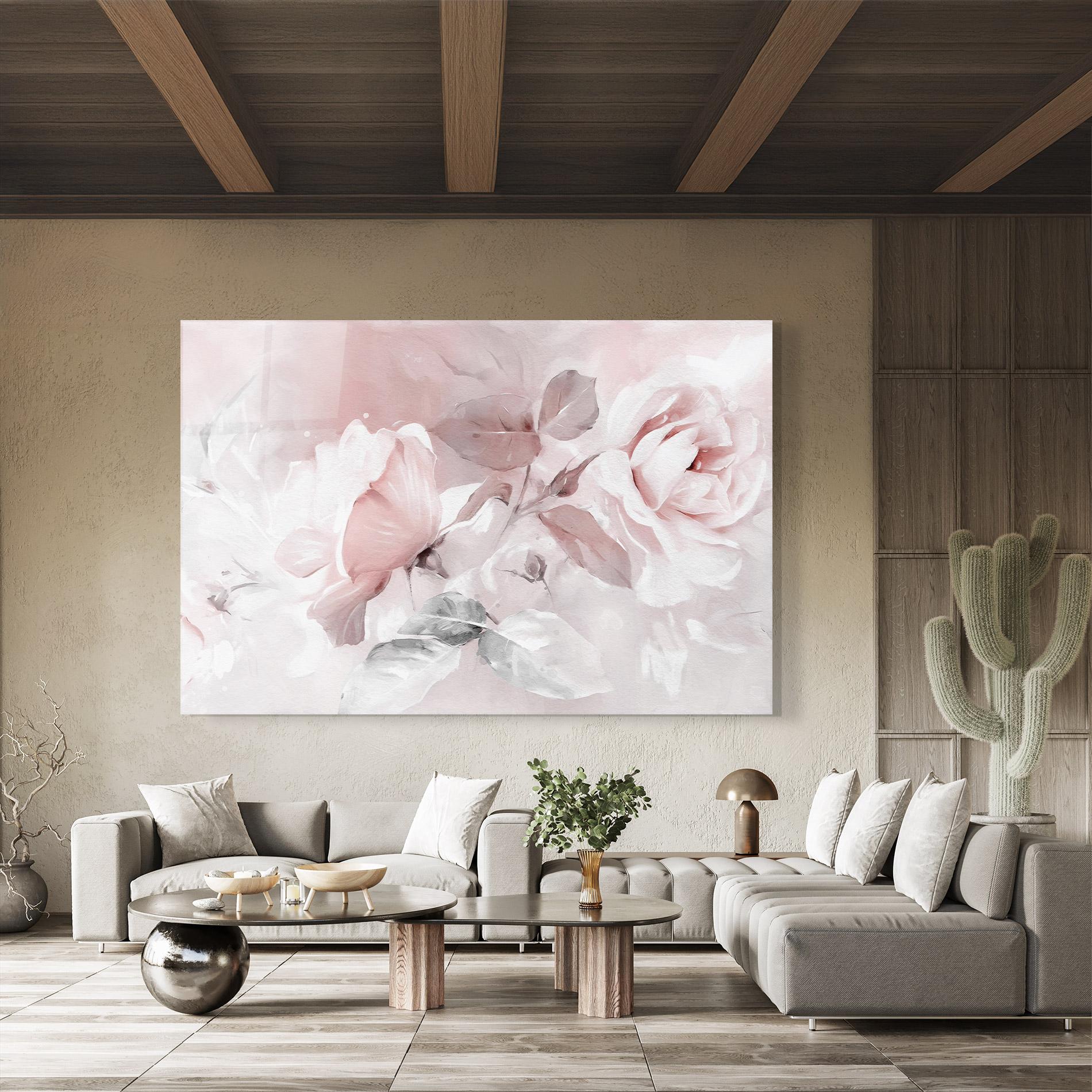 Tablou Sticla Abstract Pink Flowers mockup 8