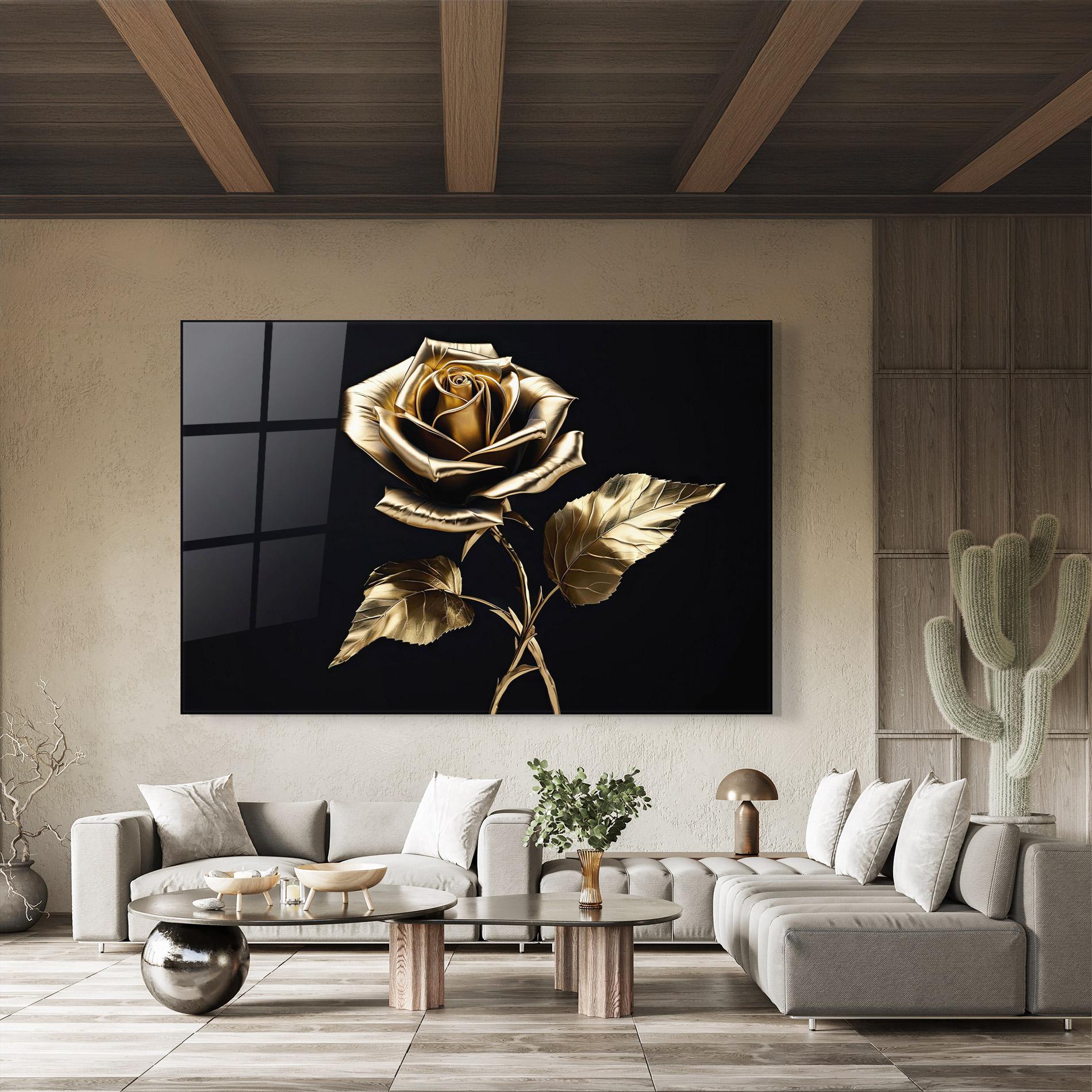 Tablou Sticla Beautiful Golden Rose mockup 8