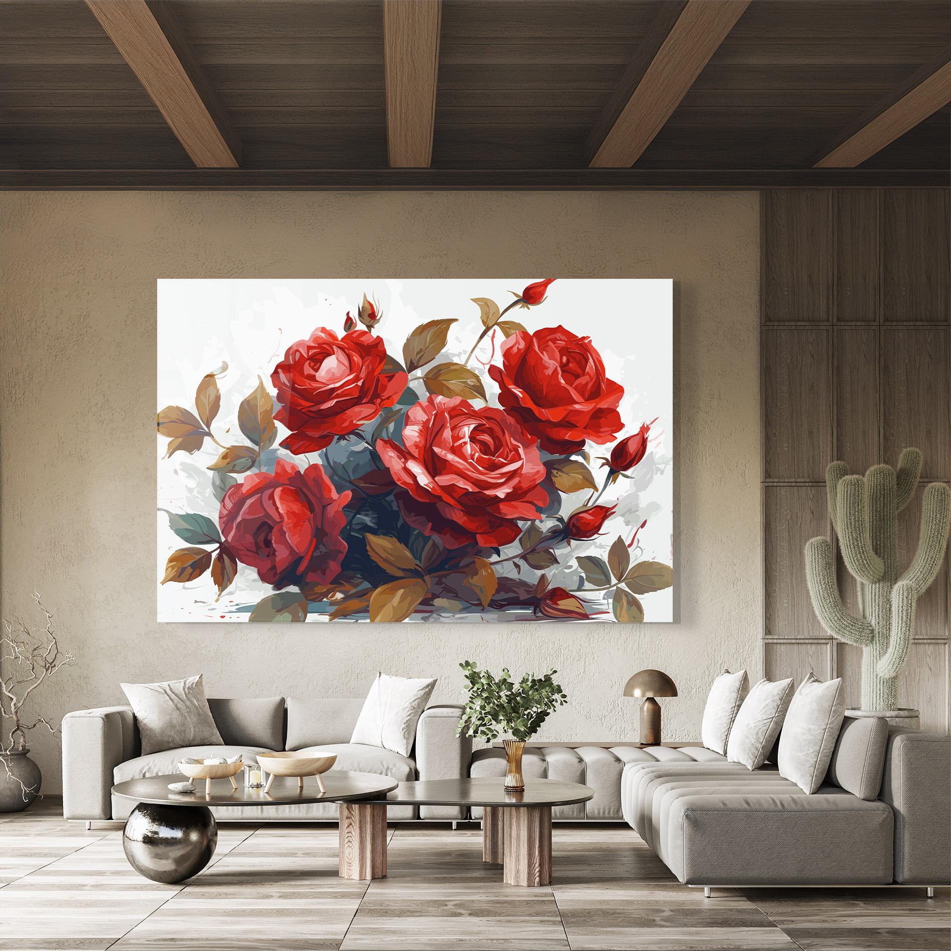 Tablou Sticla Beautiful Red Roses mockup 8