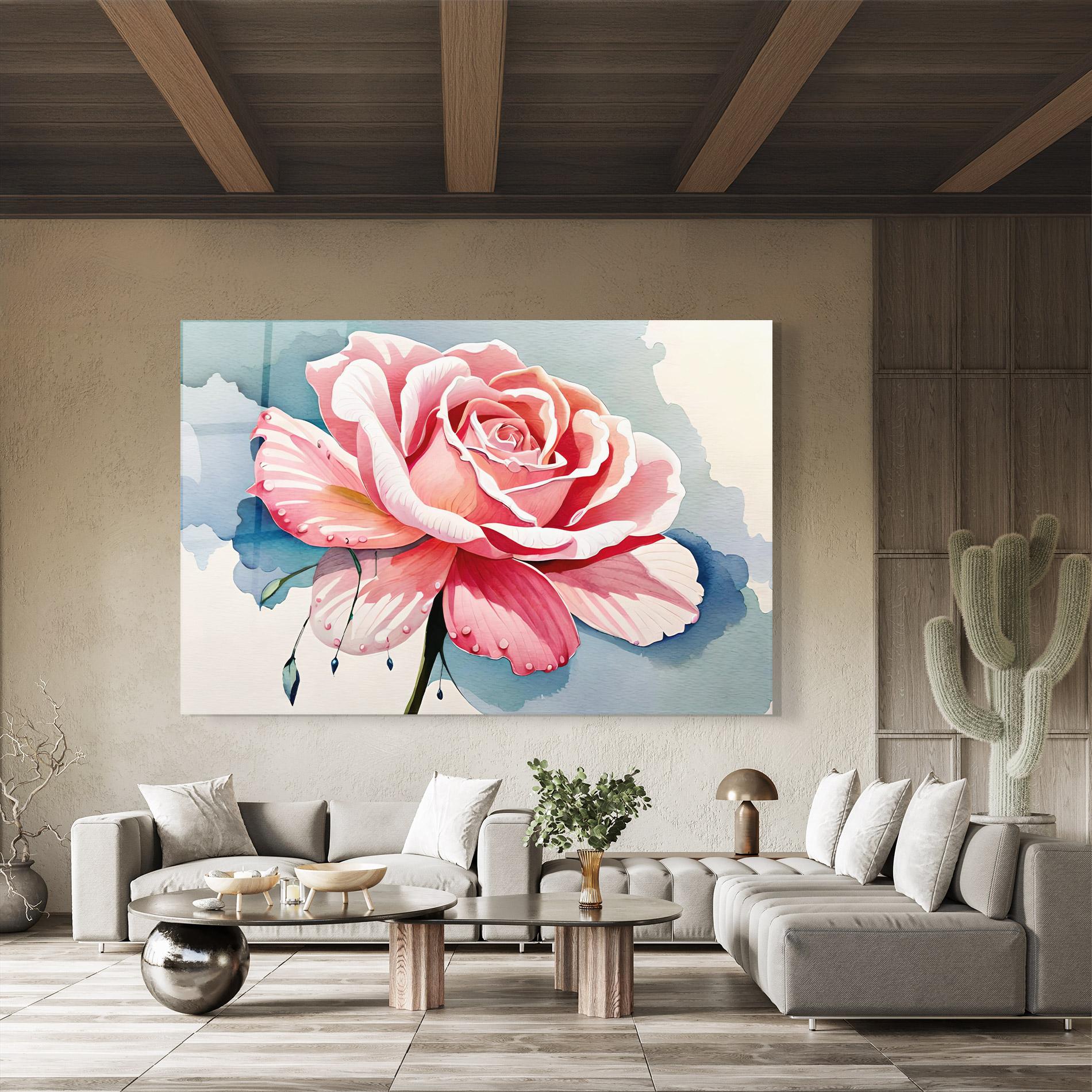 Tablou Sticla Bih Pink Rose mockup 8