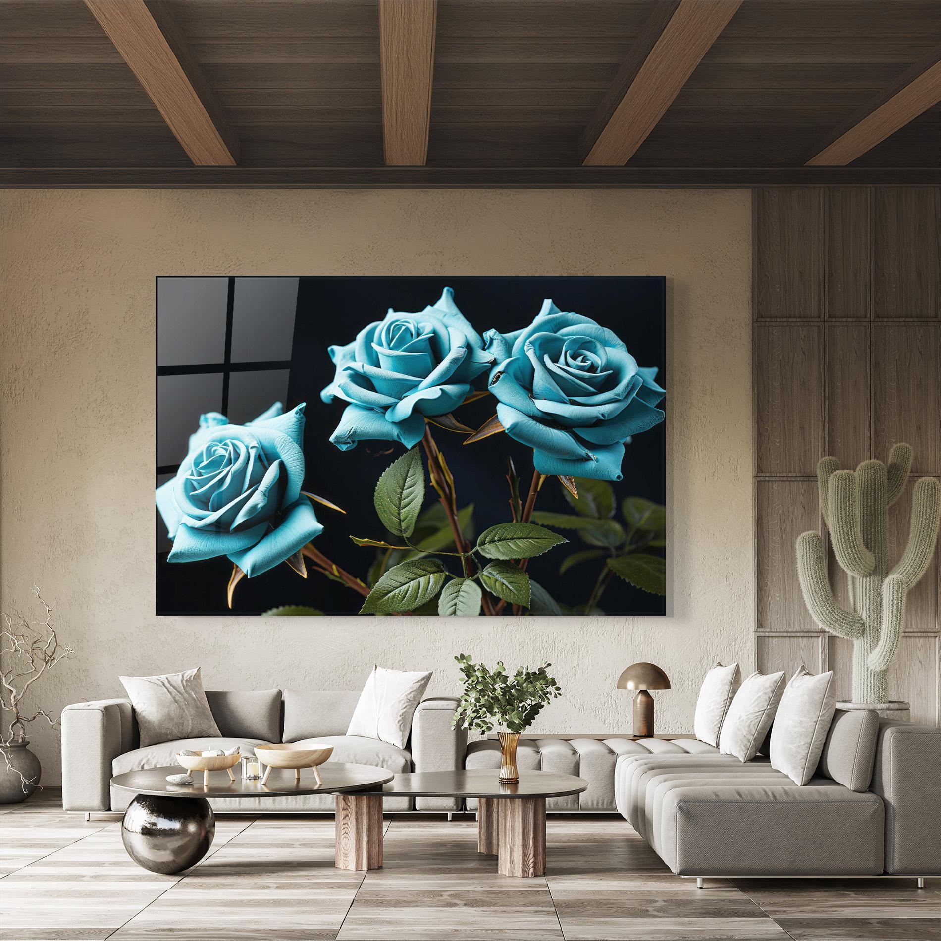 Tablou Sticla Blue Roses mockup 8