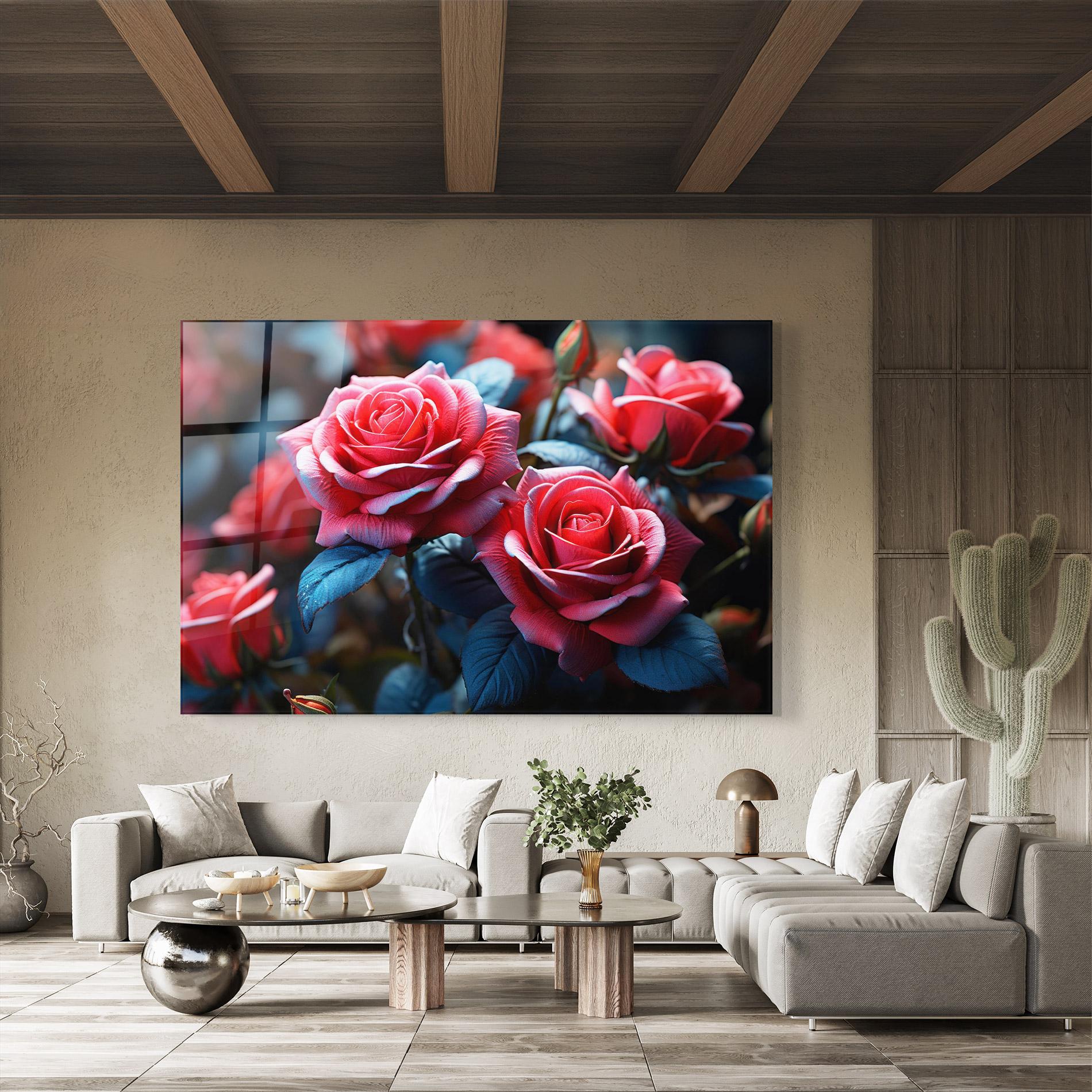 Tablou Sticla Dark Pink Rose mockup 8