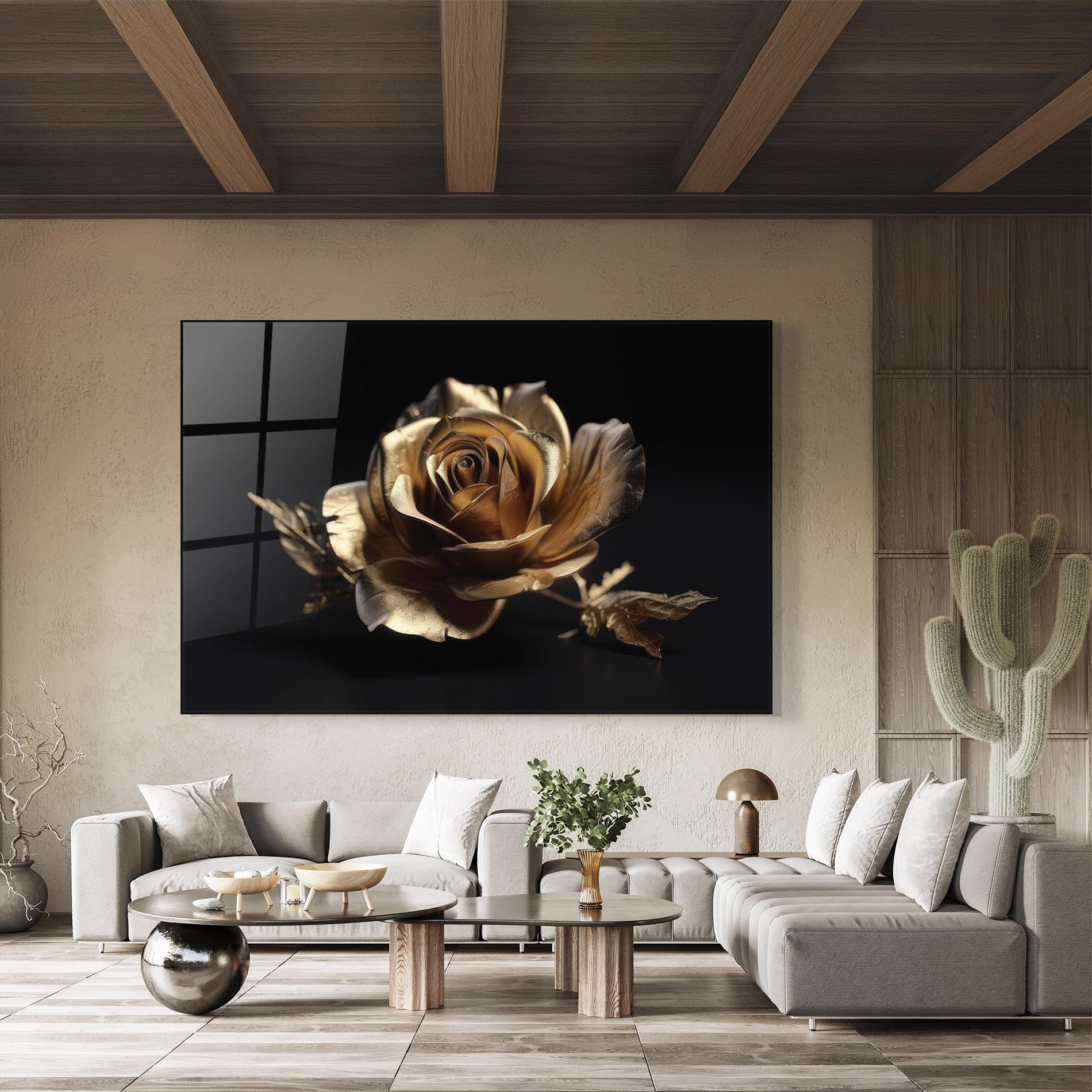 Tablou Sticla Gold Rose mockup 8