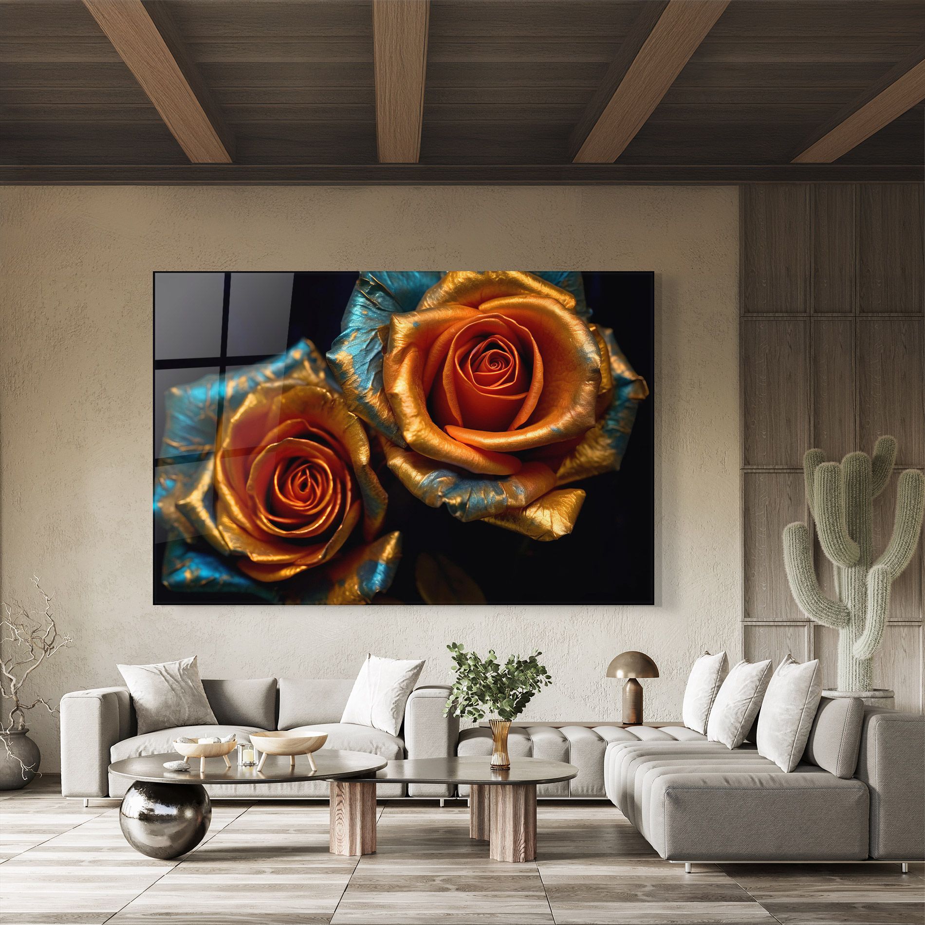 Golden Blue Roses mockup 8