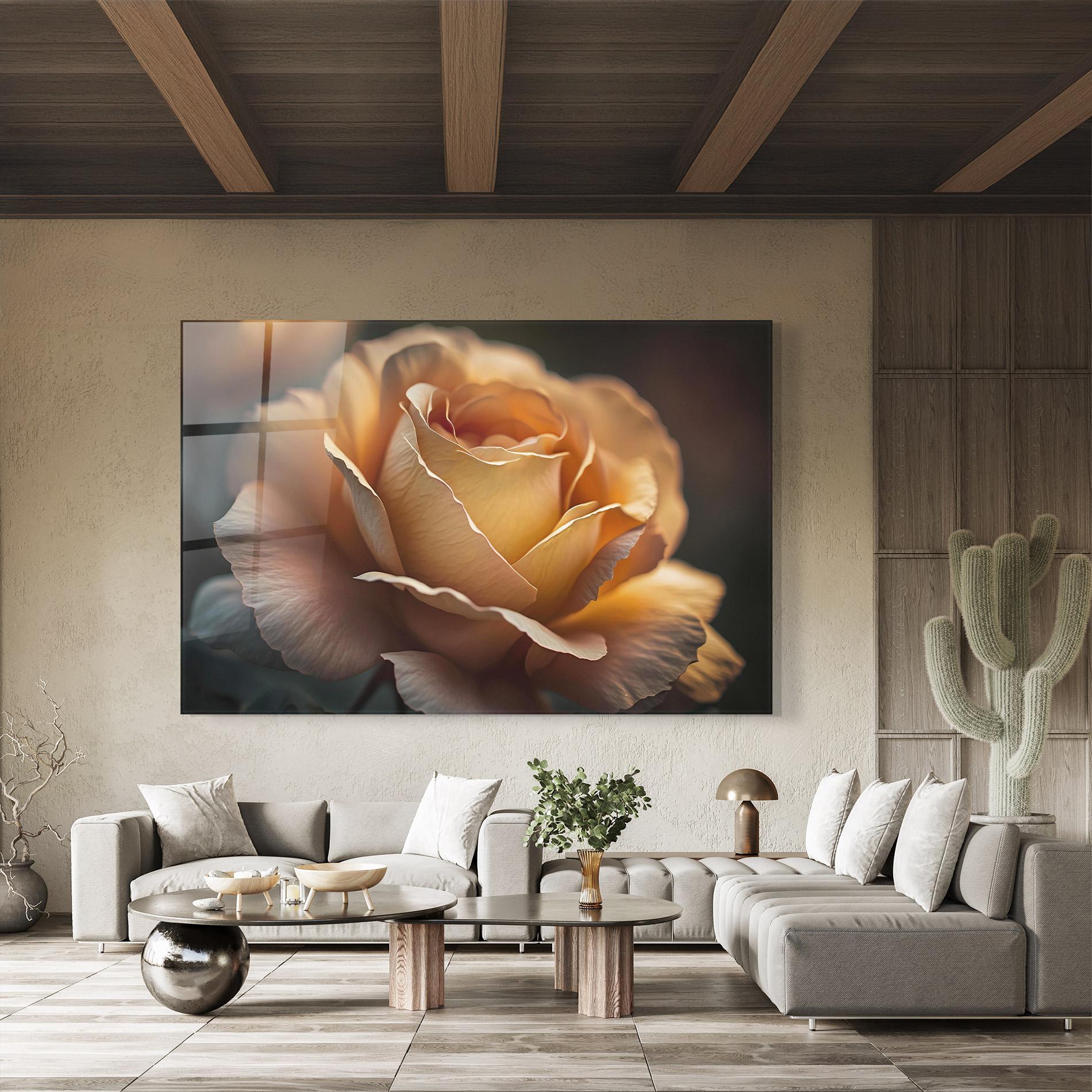 Tablou Sticla Light Orange Rose Close Up mockup 8