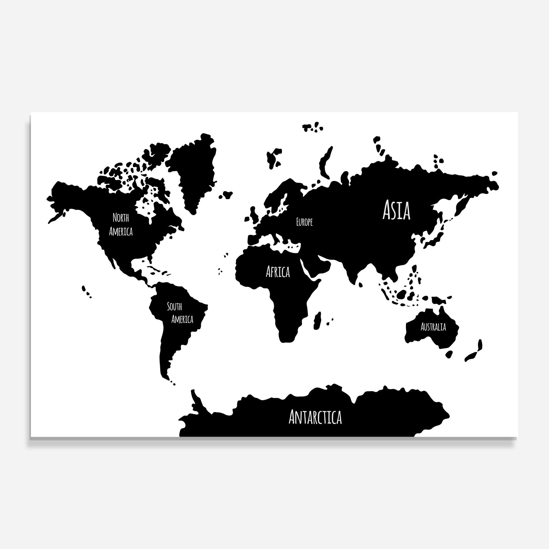 Tablou Sticla Black Map World mockup 0