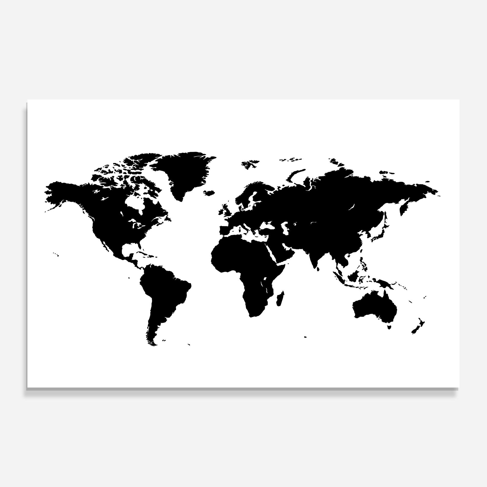 Tablou Sticla Black World Map mockup 0