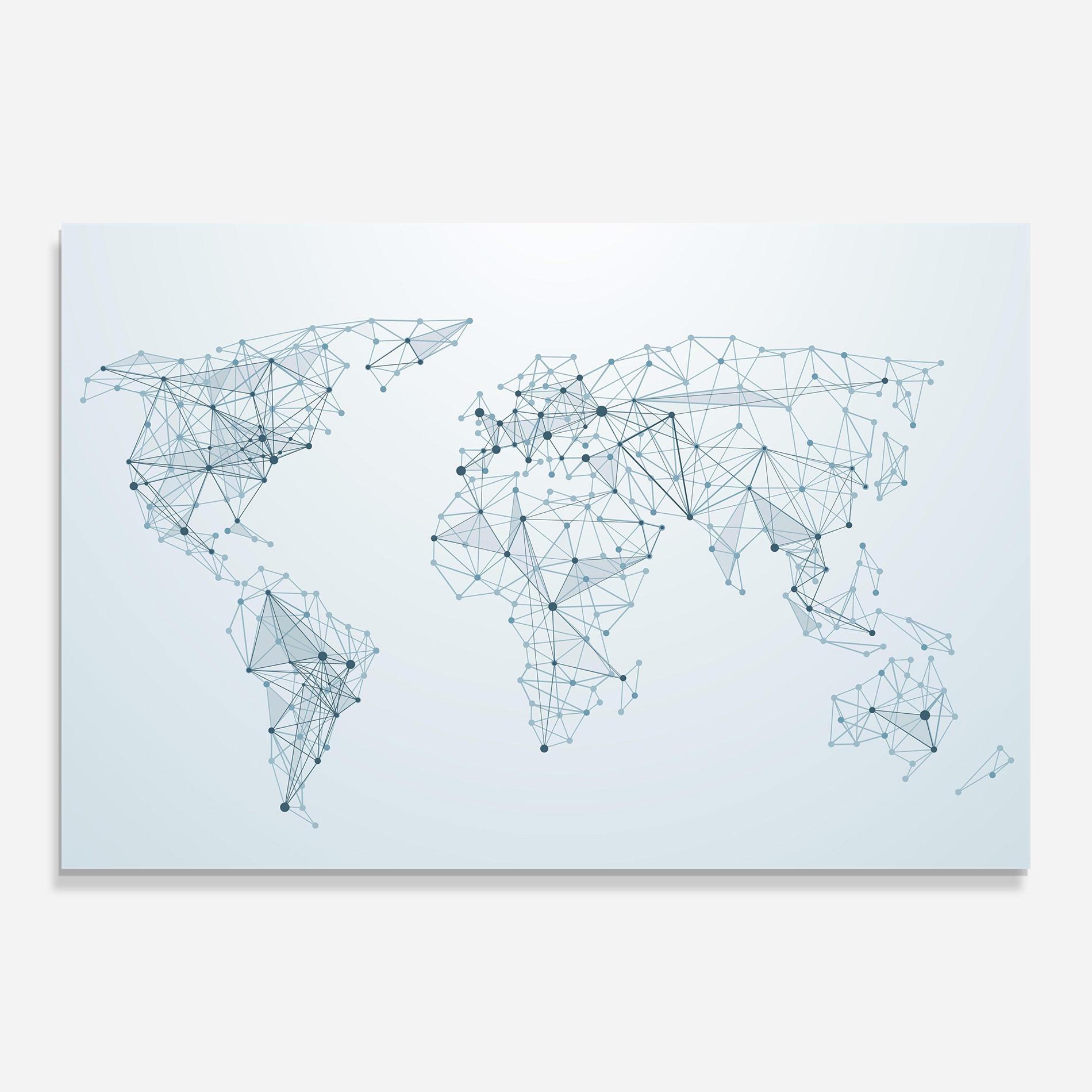 Tablou Sticla Blue Line Map mockup 0