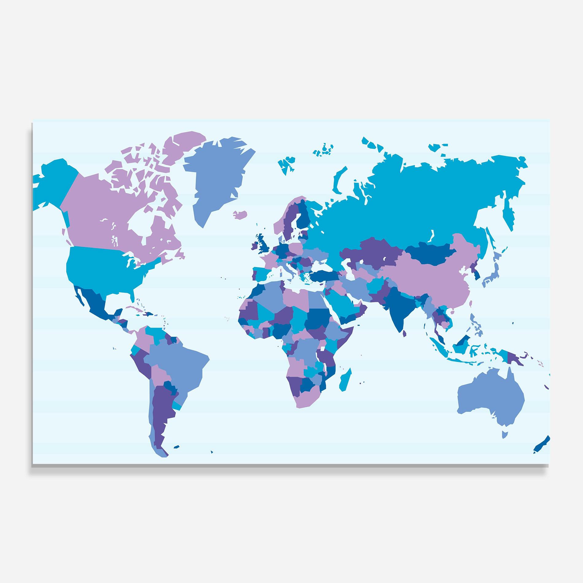 Tablou Sticla Blue Purple Map mockup 0