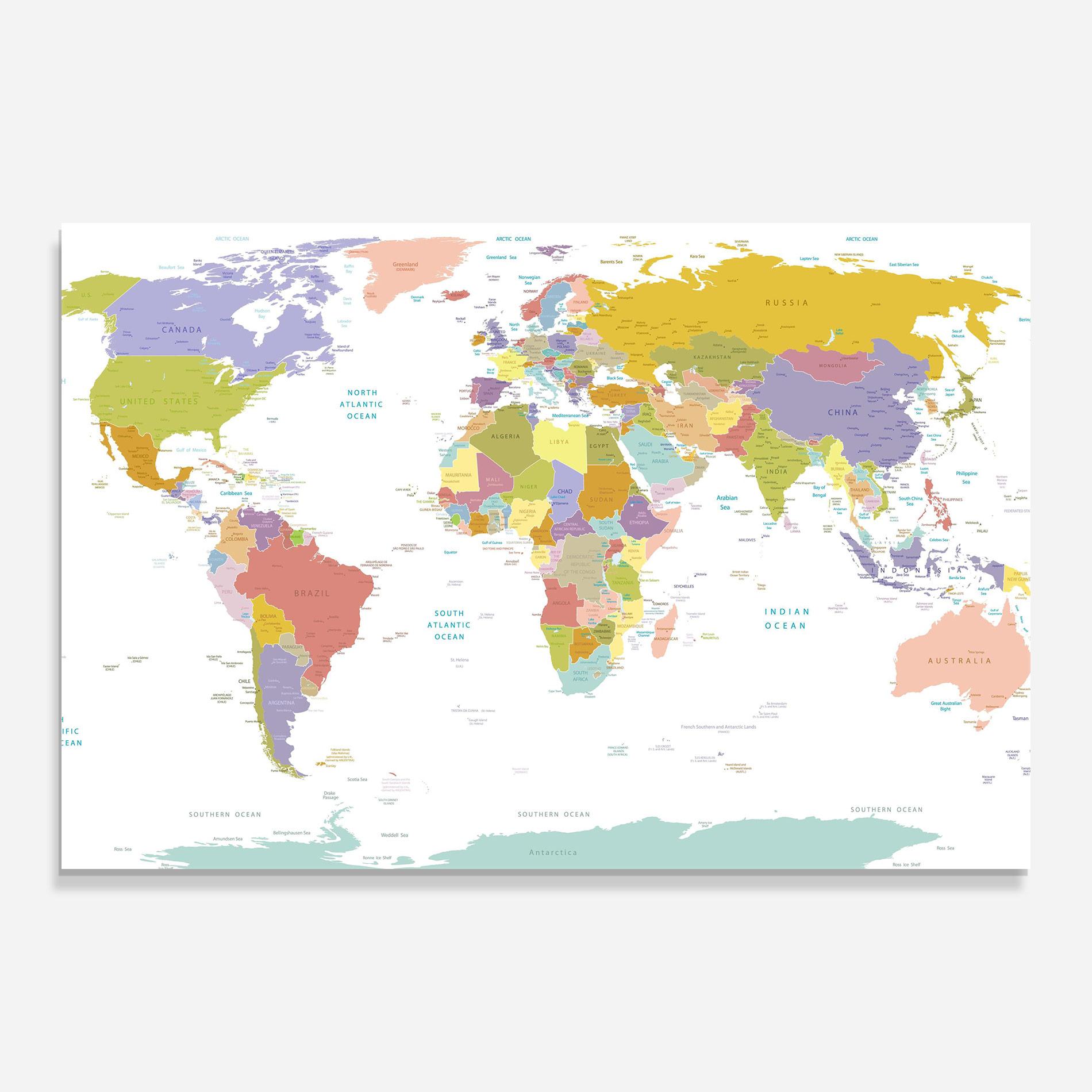 Tablou Sticla World Colorful Map mockup 0