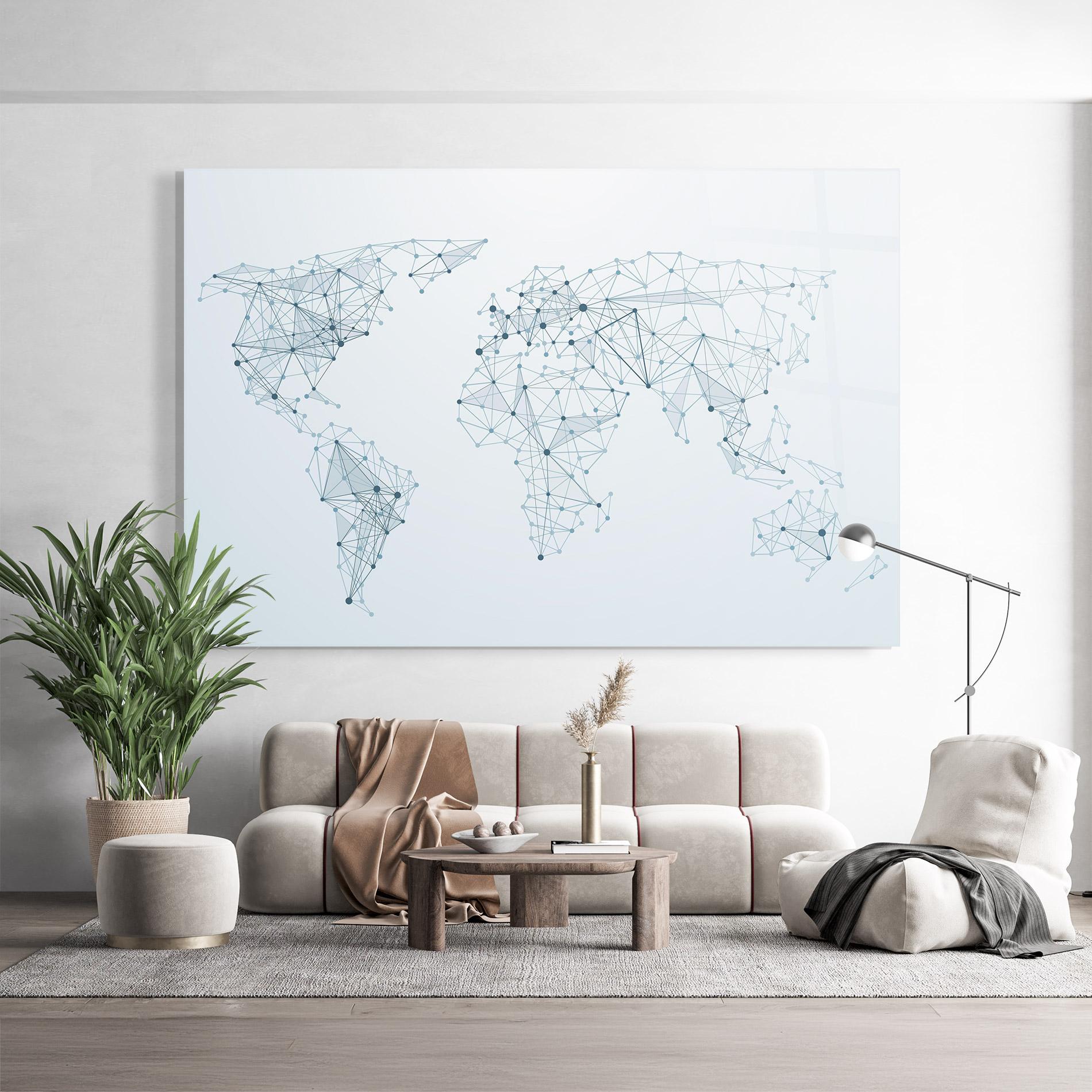 Tablou Sticla Blue Line Map mockup 9