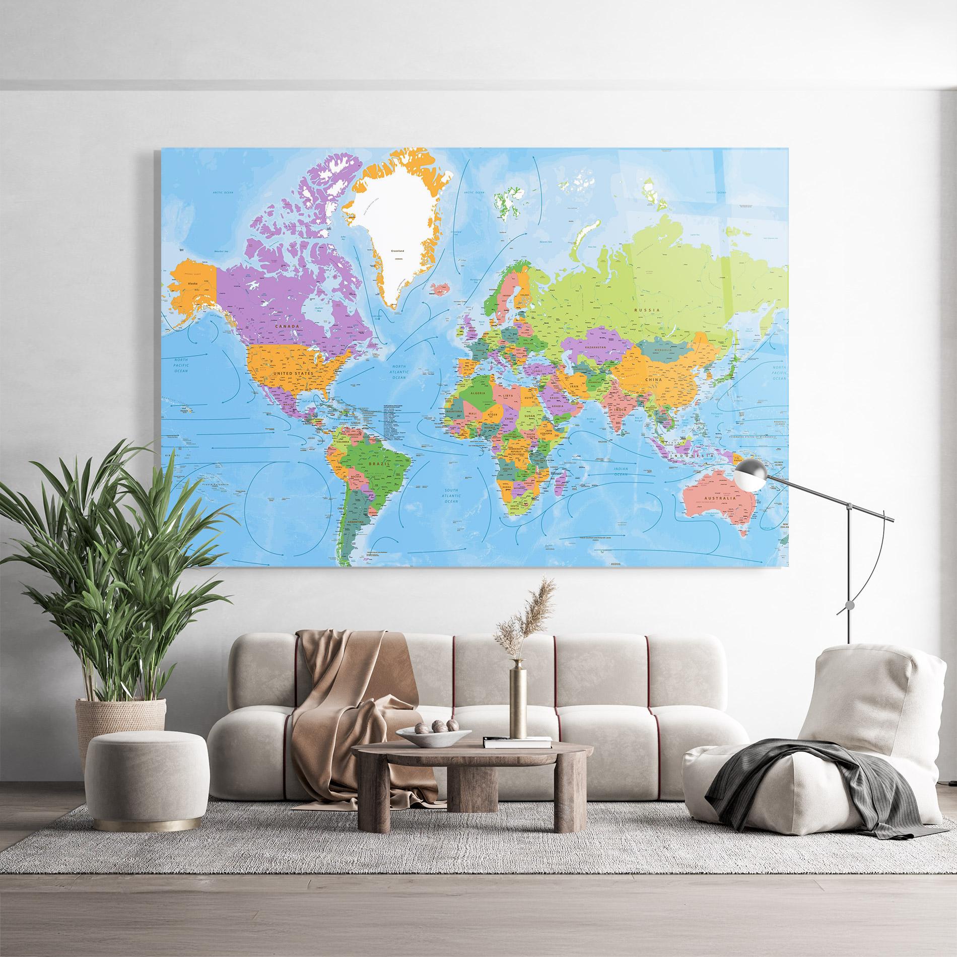 Tablou Sticla Color World Map mockup 9
