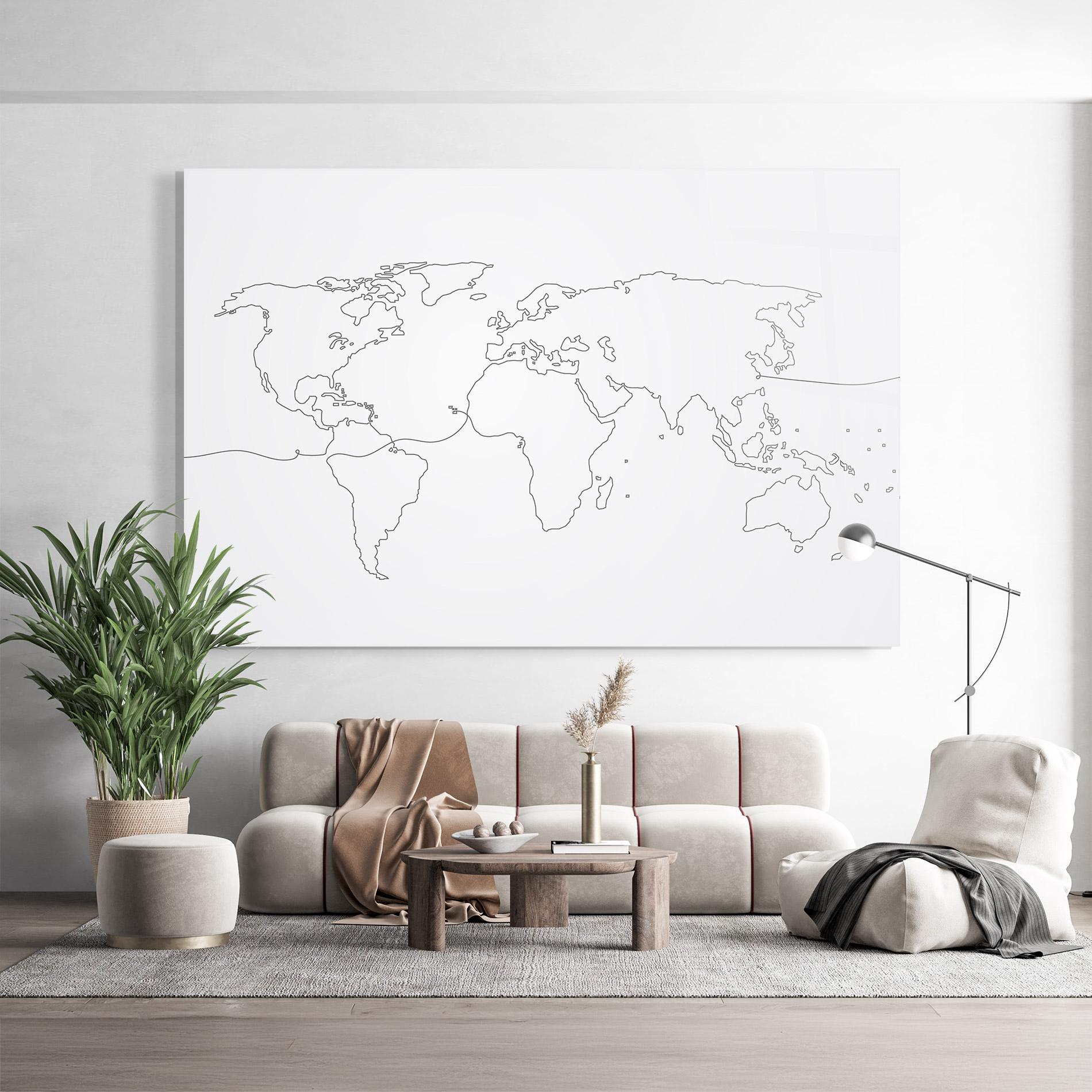 Tablou Sticla Continuous Line Map mockup 9