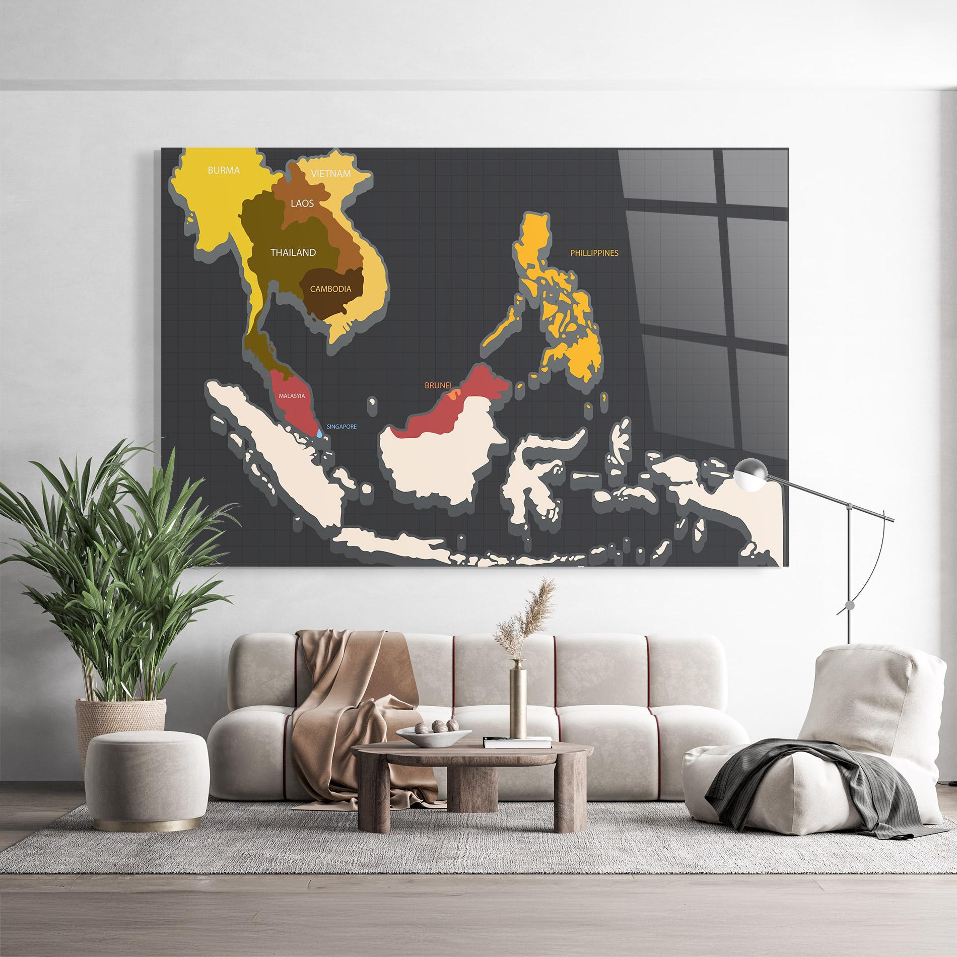 Tablou Sticla Cream Map mockup 9