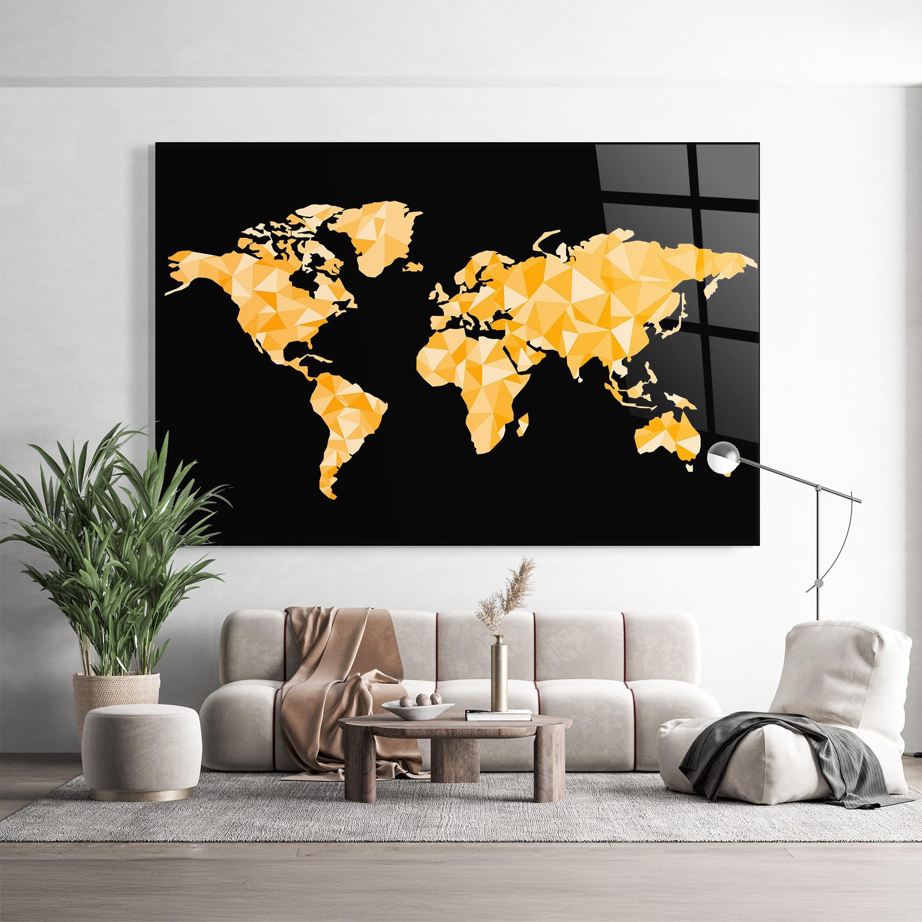 Tablou Sticla Orange World Map mockup 9