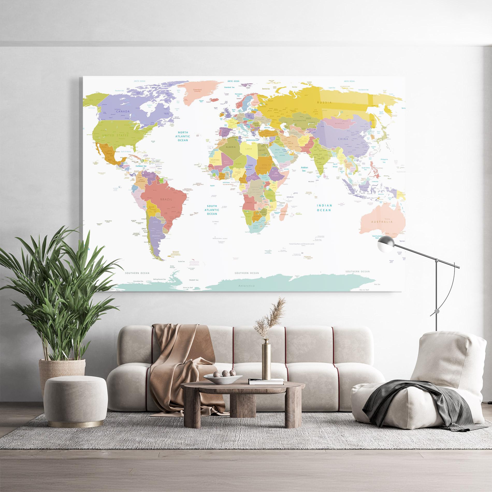 Tablou Sticla World Colorful Map mockup 9