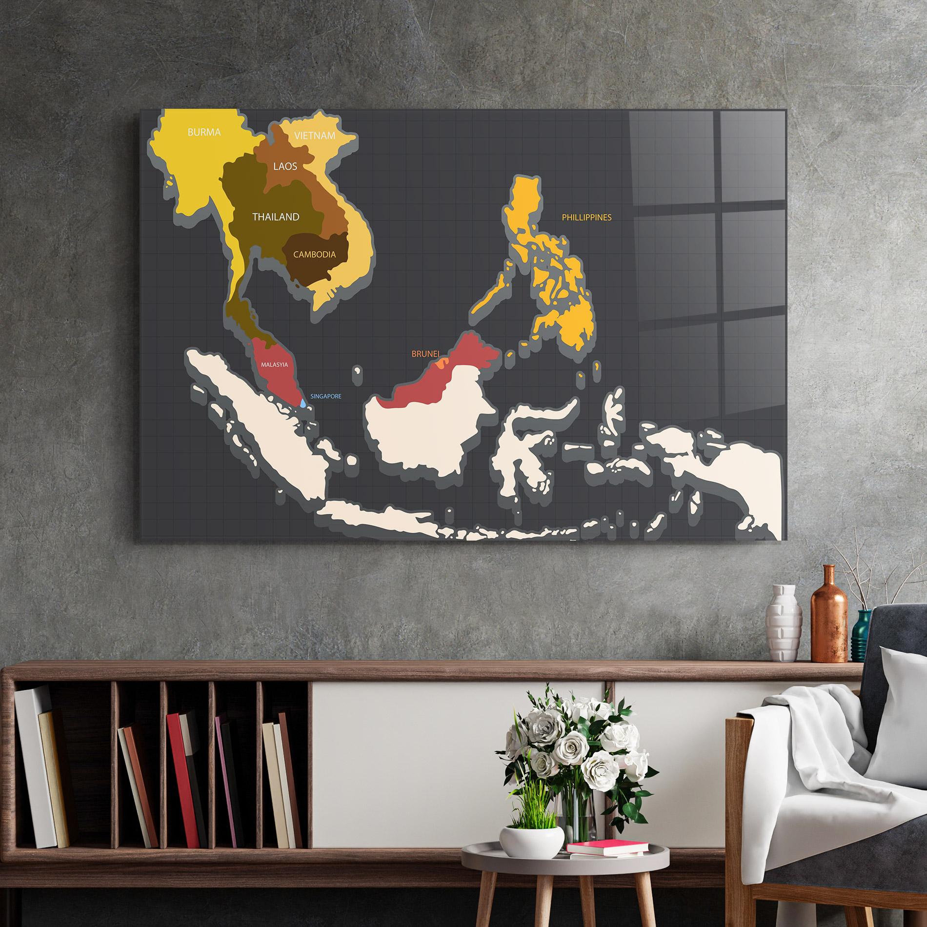 Tablou Sticla Cream Map mockup 2