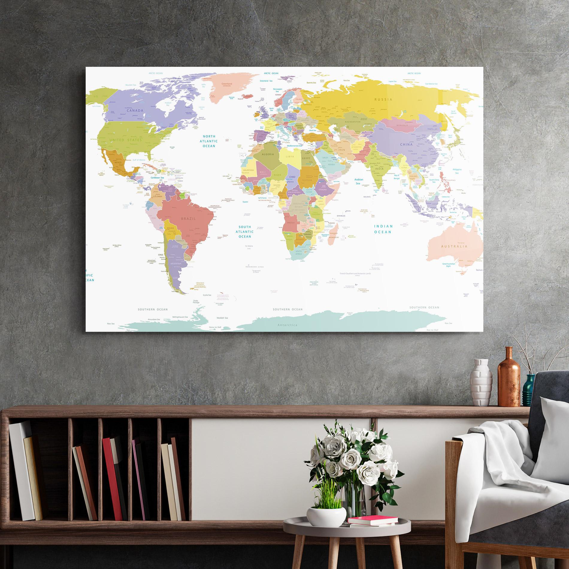 Tablou Sticla World Colorful Map mockup 2