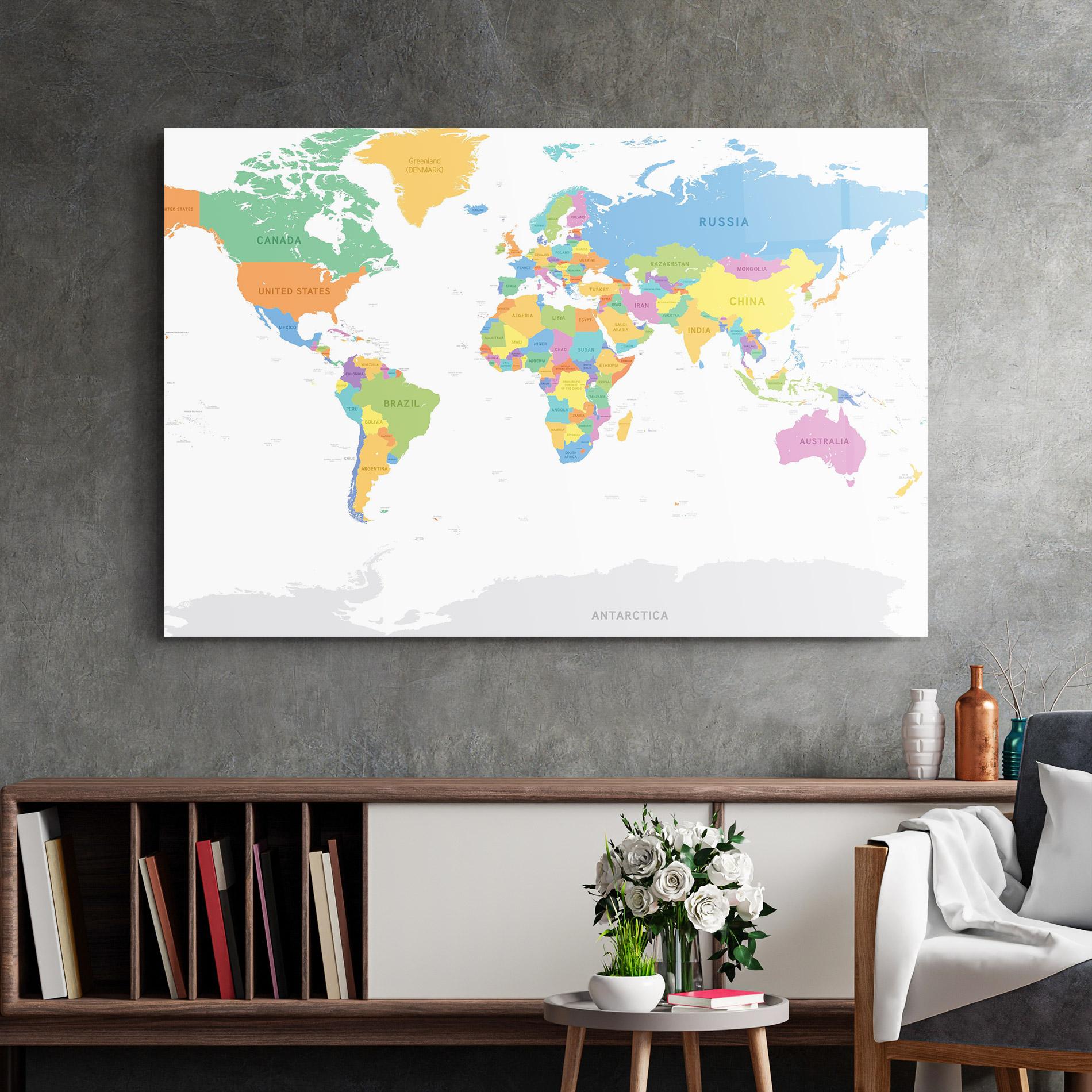 Tablou Sticla World Map mockup 2