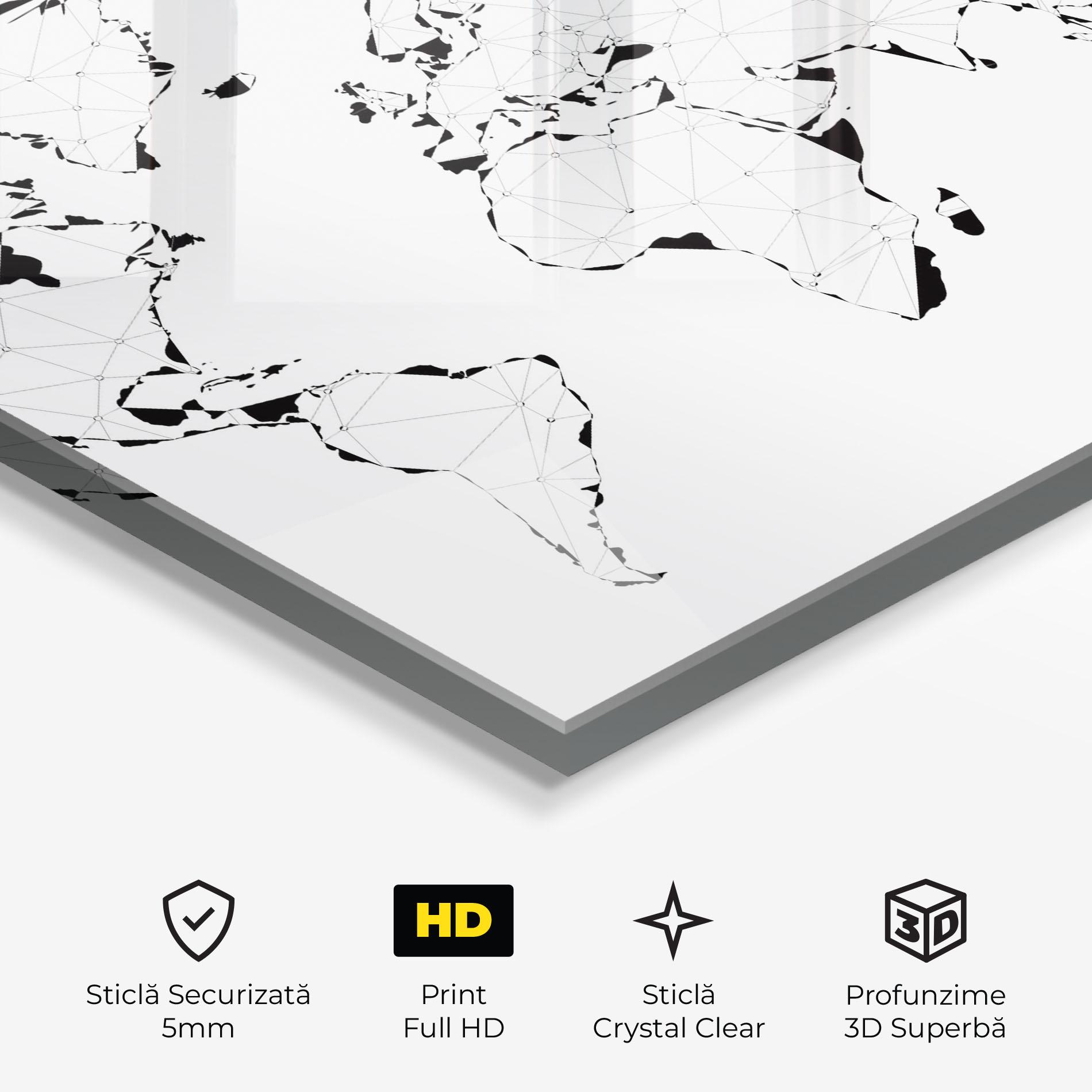 Tablou Sticla Black Line Map mockup 3