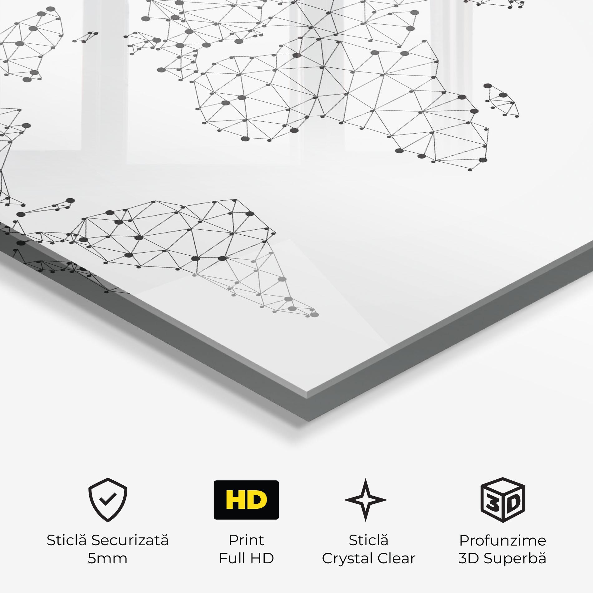 Tablou Sticla Black Map Line mockup 3