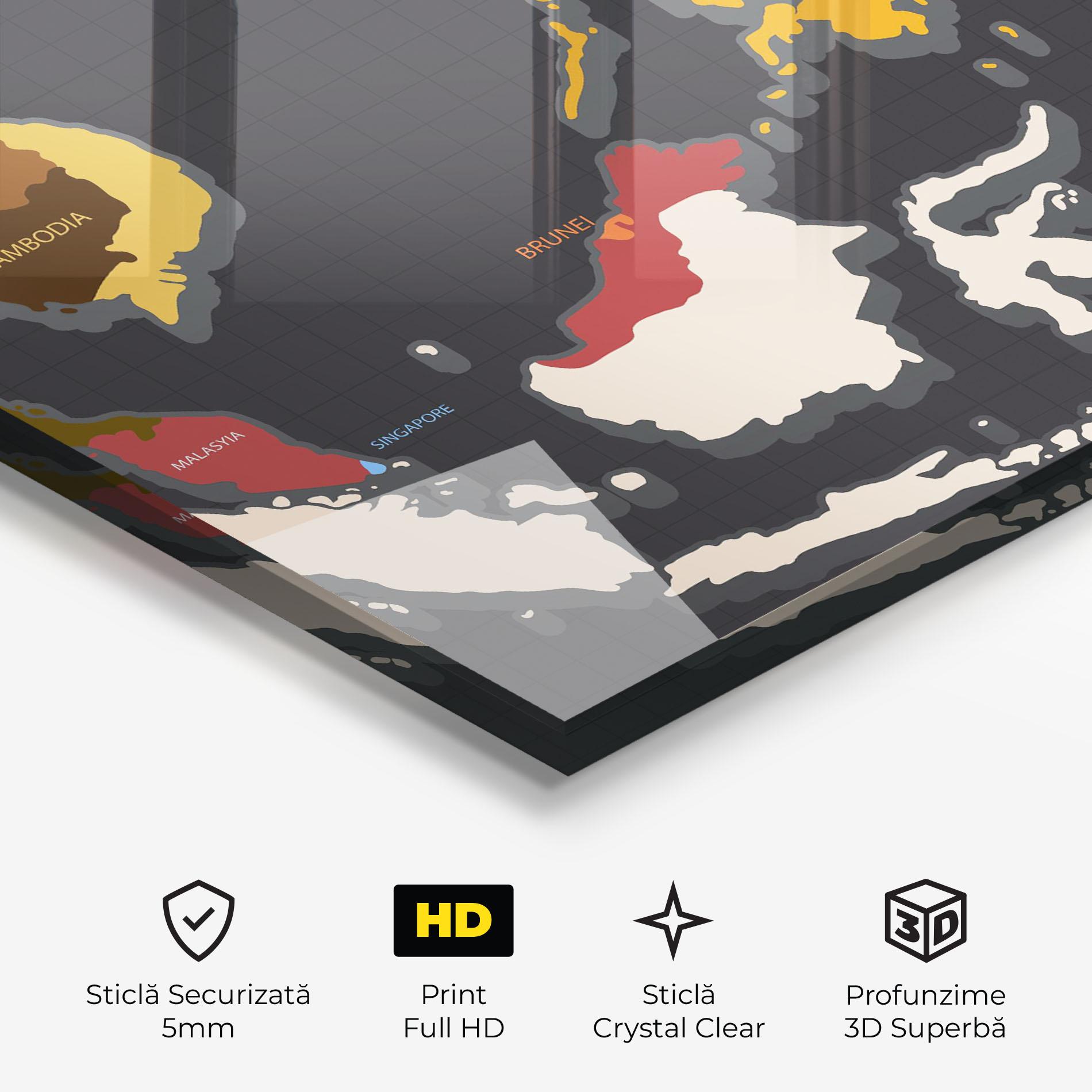 Tablou Sticla Cream Map mockup 3