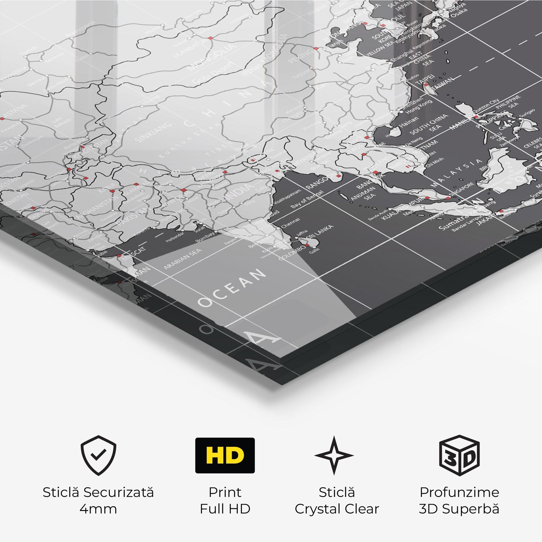 Tablou Sticla Asia Minimal Map mockup 3