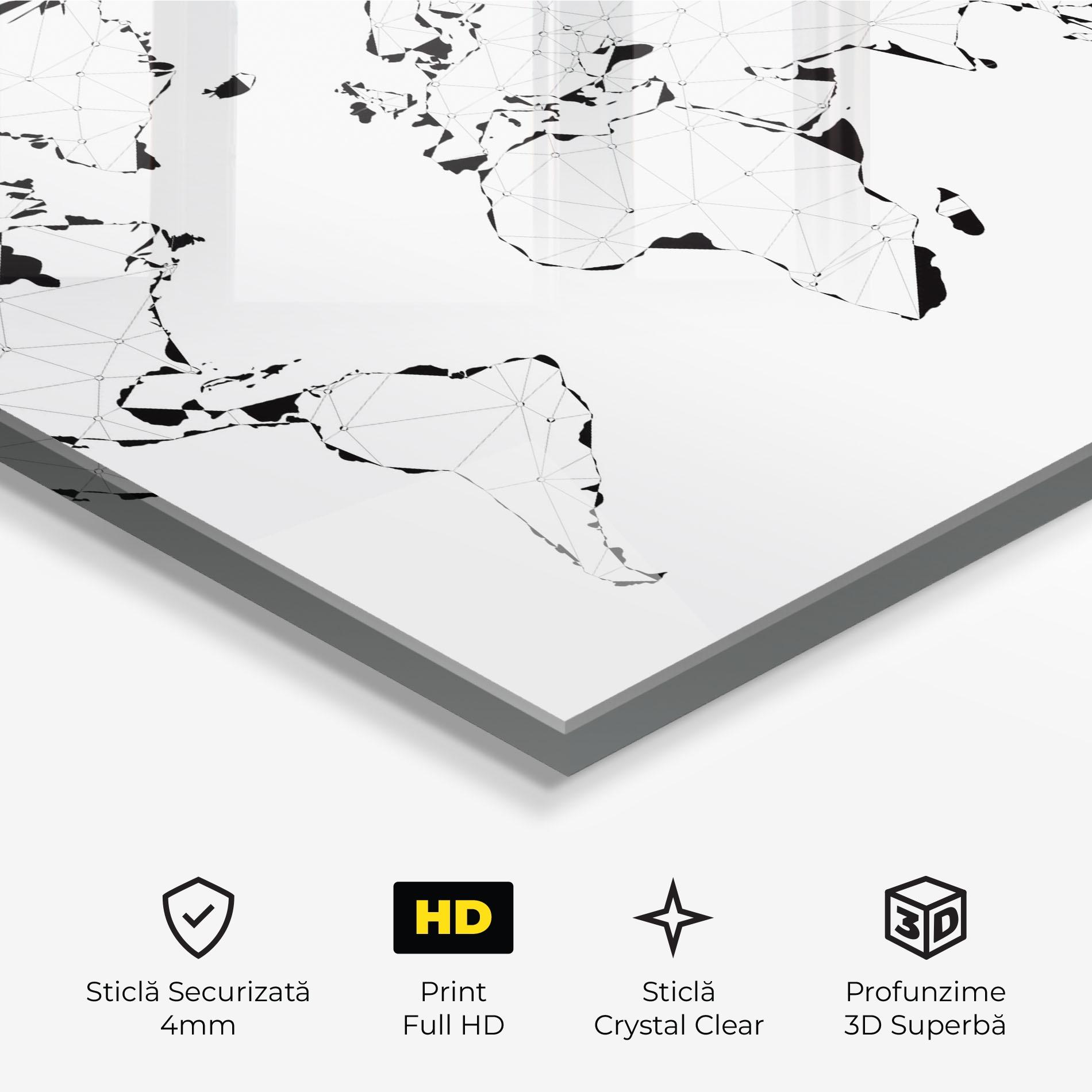 Tablou Sticla Black Line Map mockup 3
