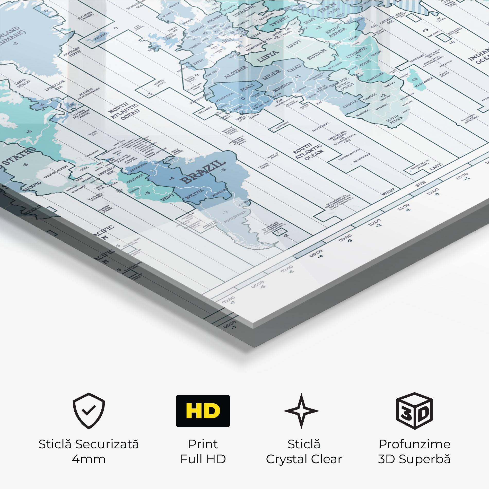 Tablou Sticla Blue Green Map mockup 3
