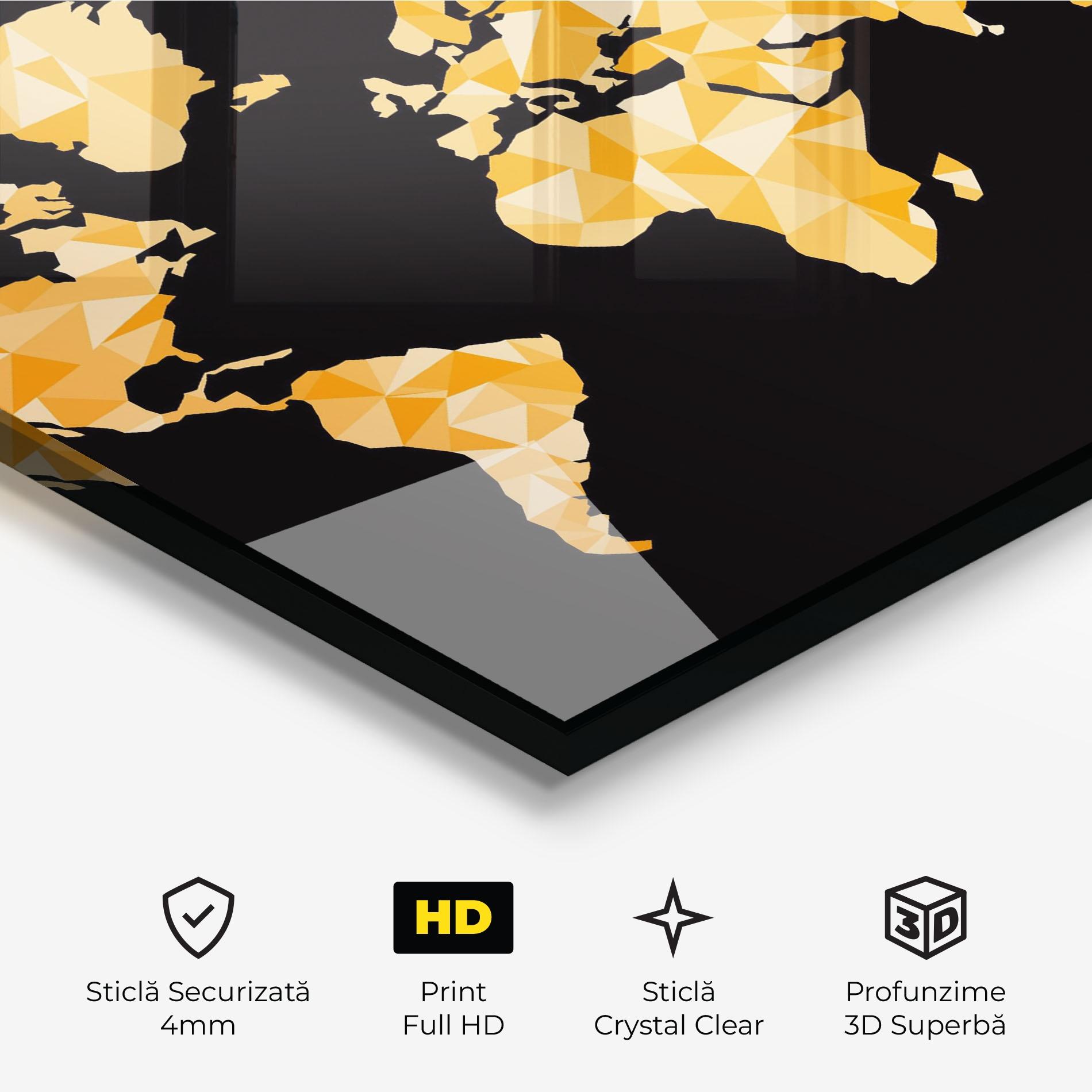 Tablou Sticla Orange World Map mockup 3