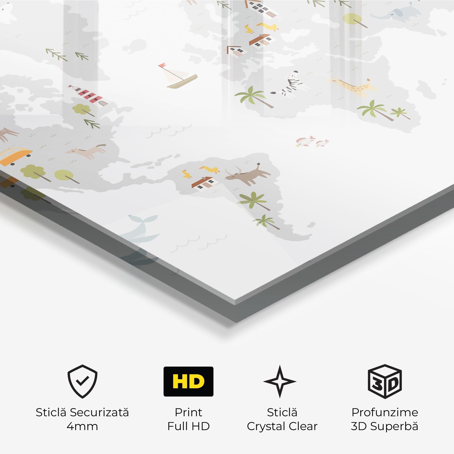 Tablou Sticla Pretty Grey Map mockup 3
