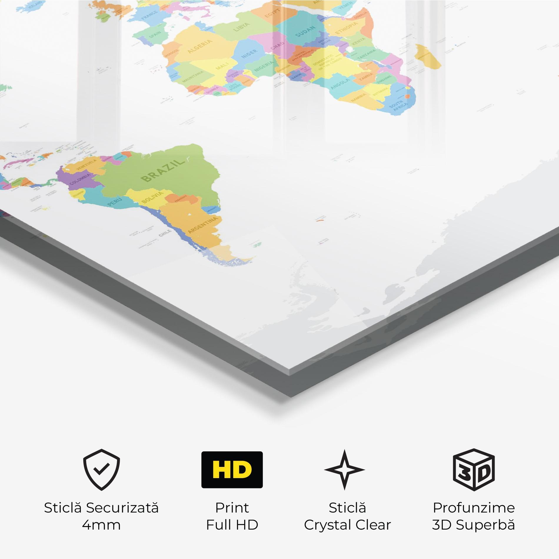 Tablou Sticla World Map mockup 3