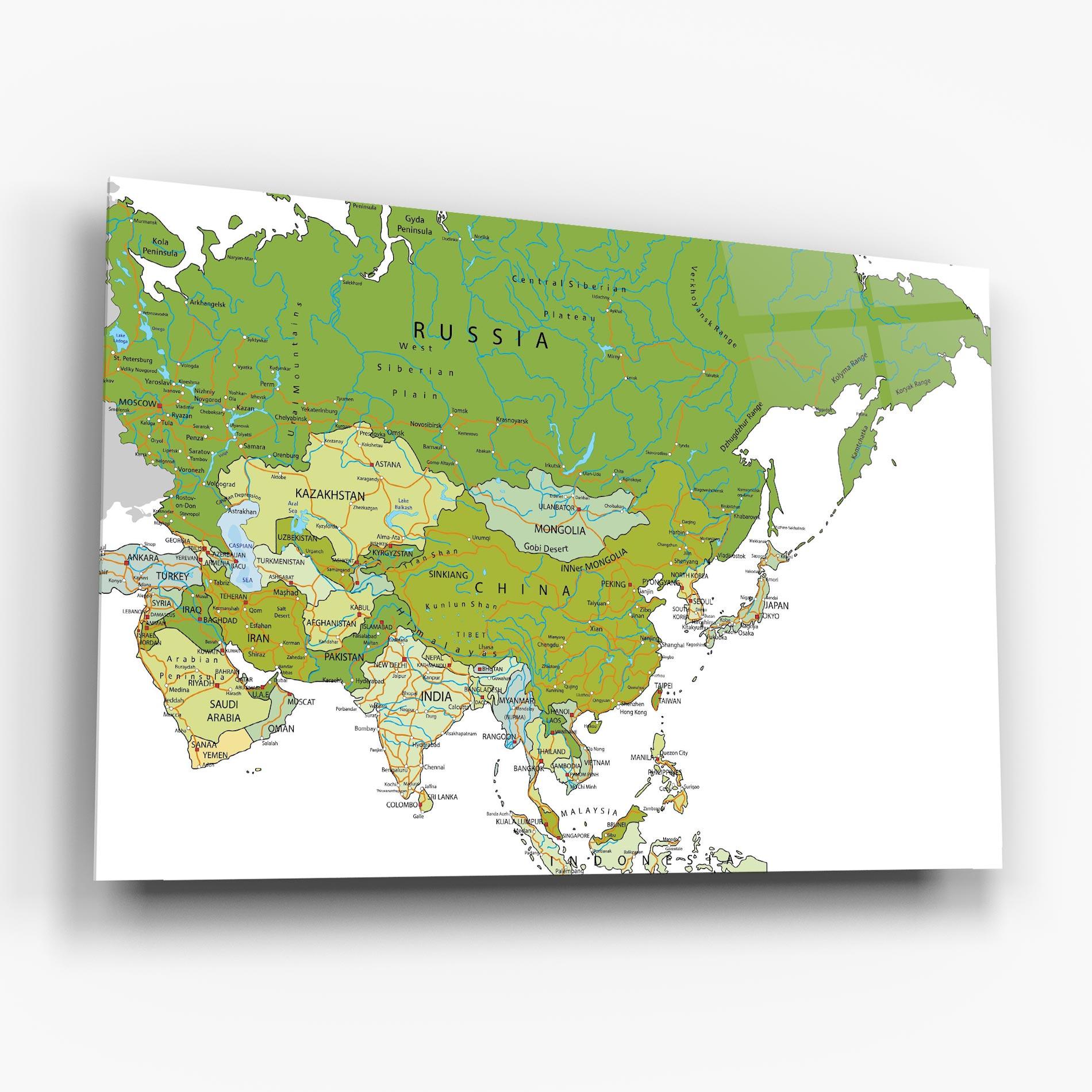 Tablou Sticla Asia Green Map mockup 6
