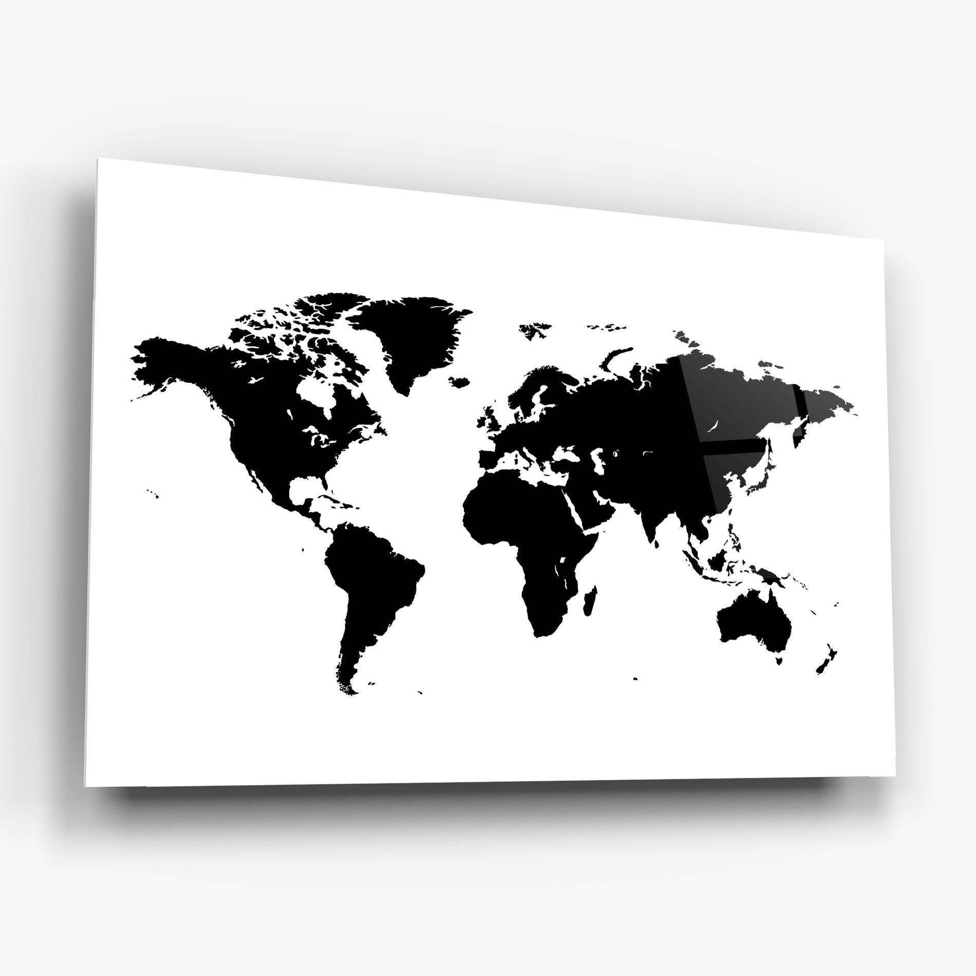 Tablou Sticla Black World Map mockup 6