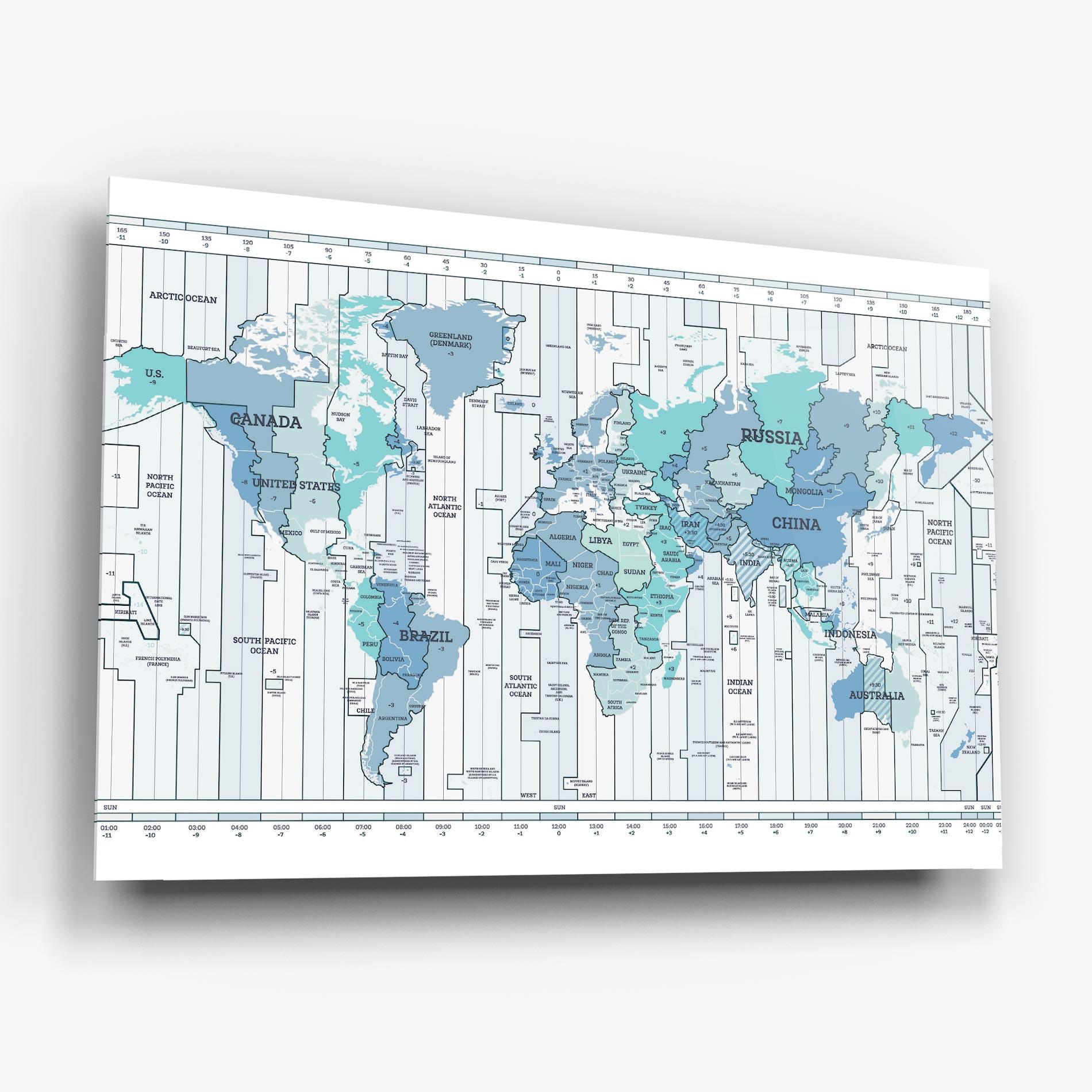 Tablou Sticla Blue Green Map mockup 6