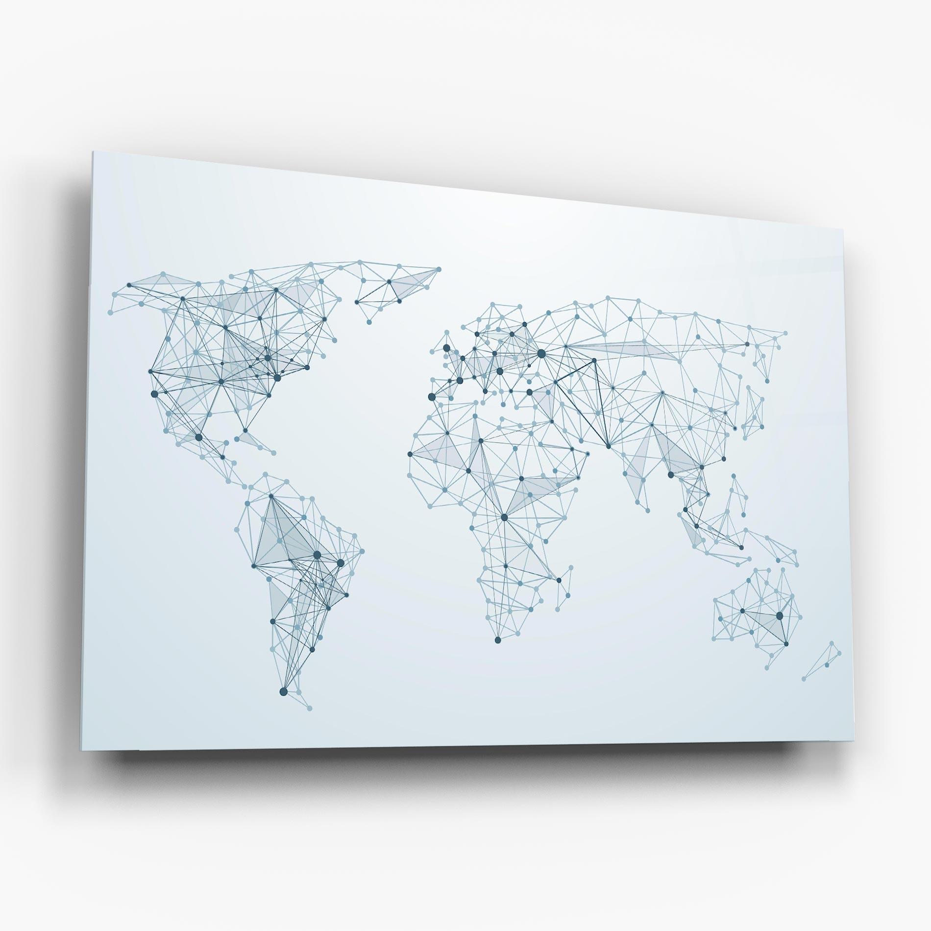 Tablou Sticla Blue Line Map mockup 6