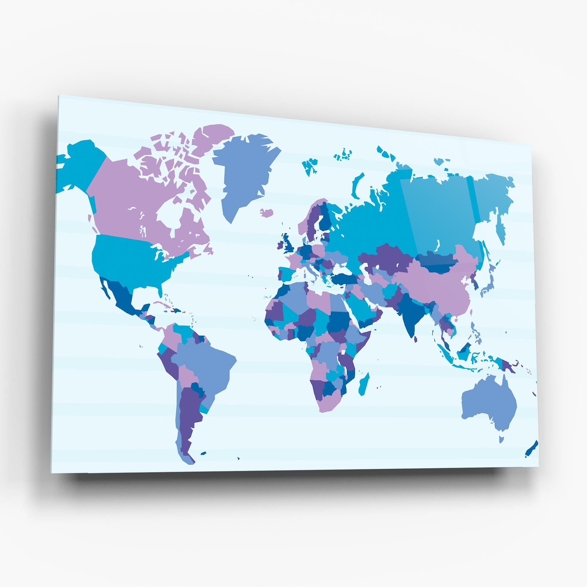 Tablou Sticla Blue Purple Map mockup 6