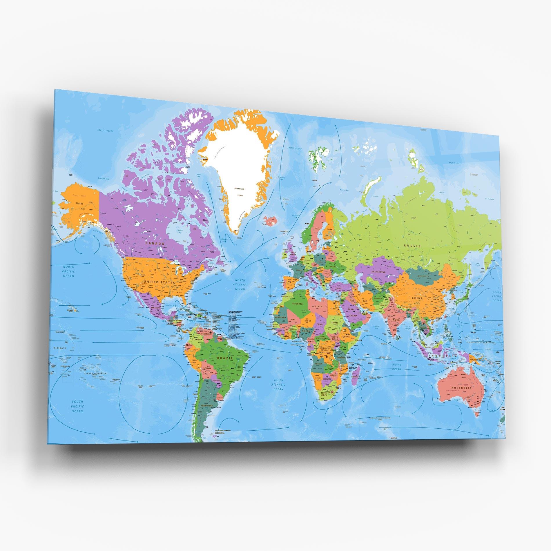 Tablou Sticla Color World Map mockup 6