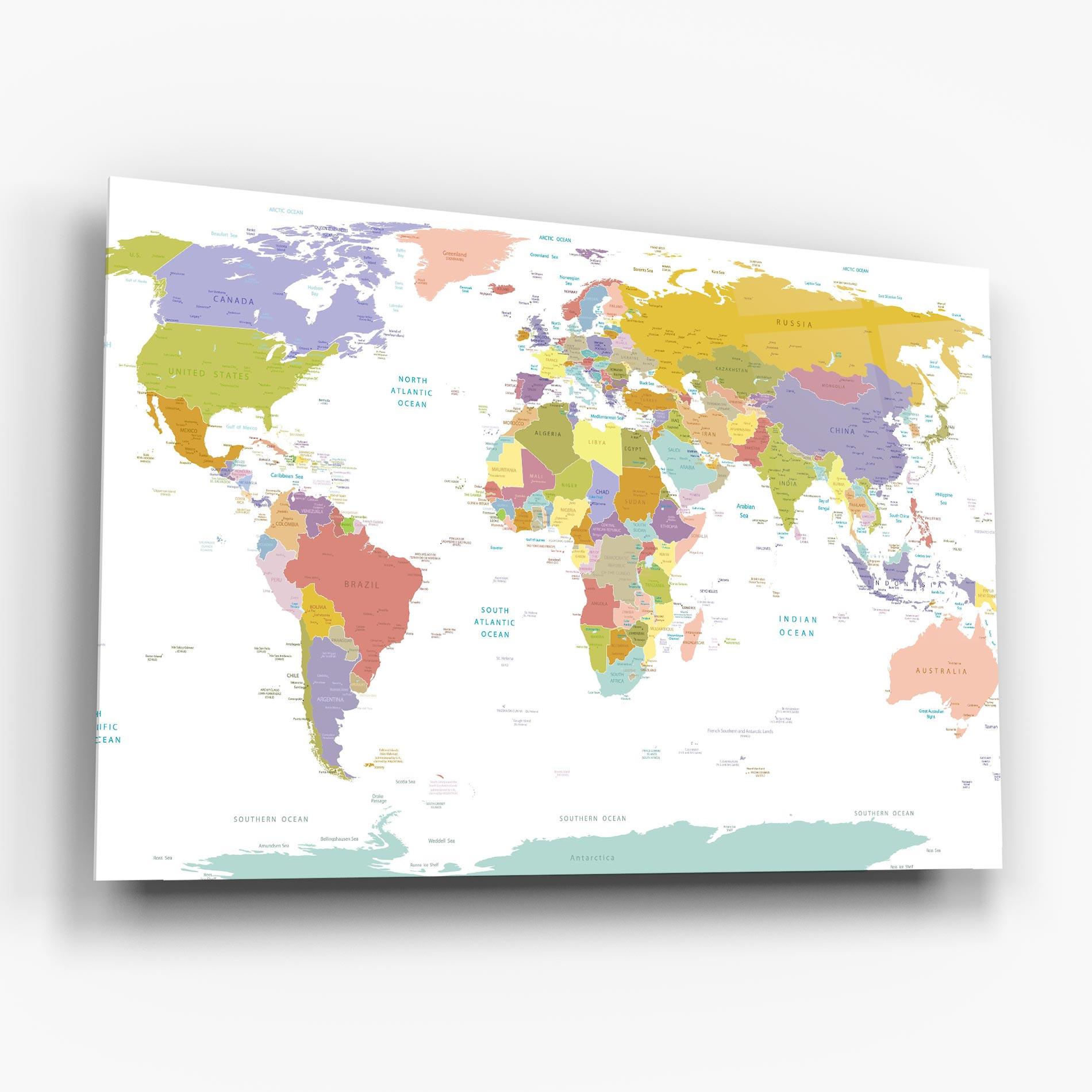 Tablou Sticla World Colorful Map mockup 6